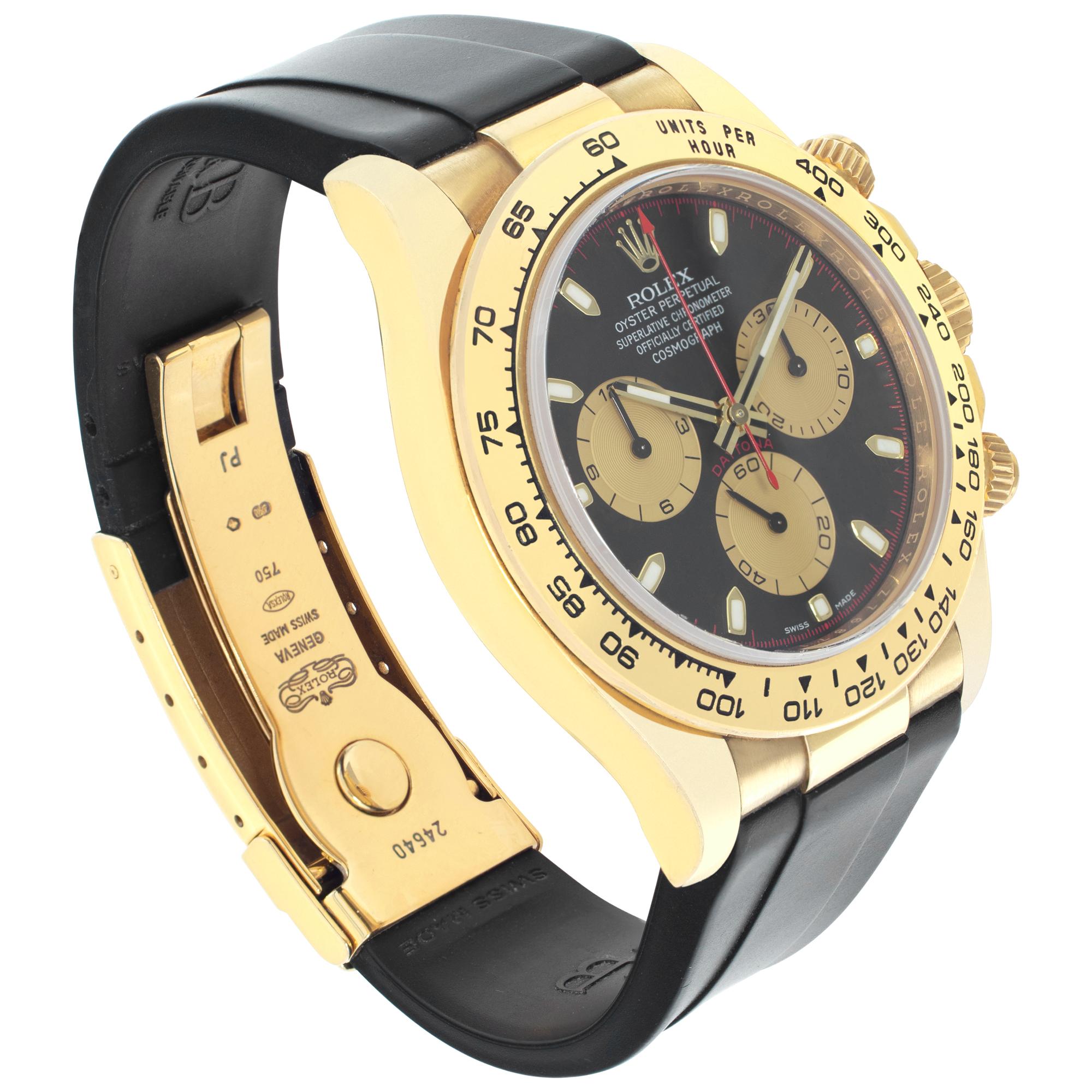 Rolex Daytona 18k yellow gold Automatic Wristwatch Ref 116518 In Excellent Condition For Sale In Surfside, FL