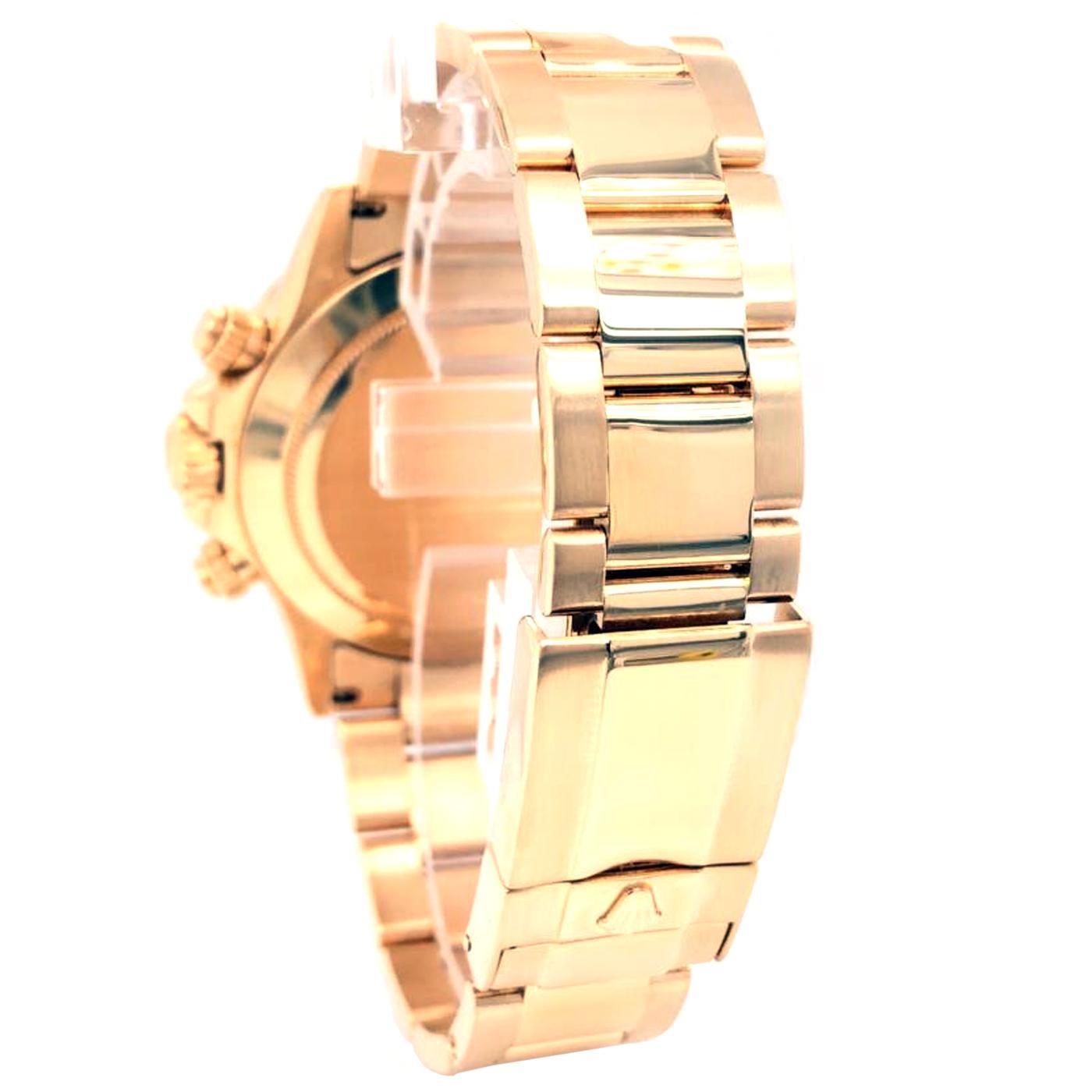 Modernist Rolex Daytona 18k Yellow Gold Black Dial Custom Rainbow Bezel Men's Watch 116528