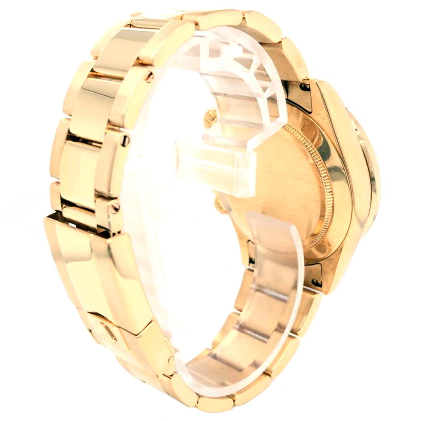 Rolex Daytona 18k Yellow Gold Black Dial Custom Rainbow Bezel Men's Watch 116528 In Good Condition In Aventura, FL