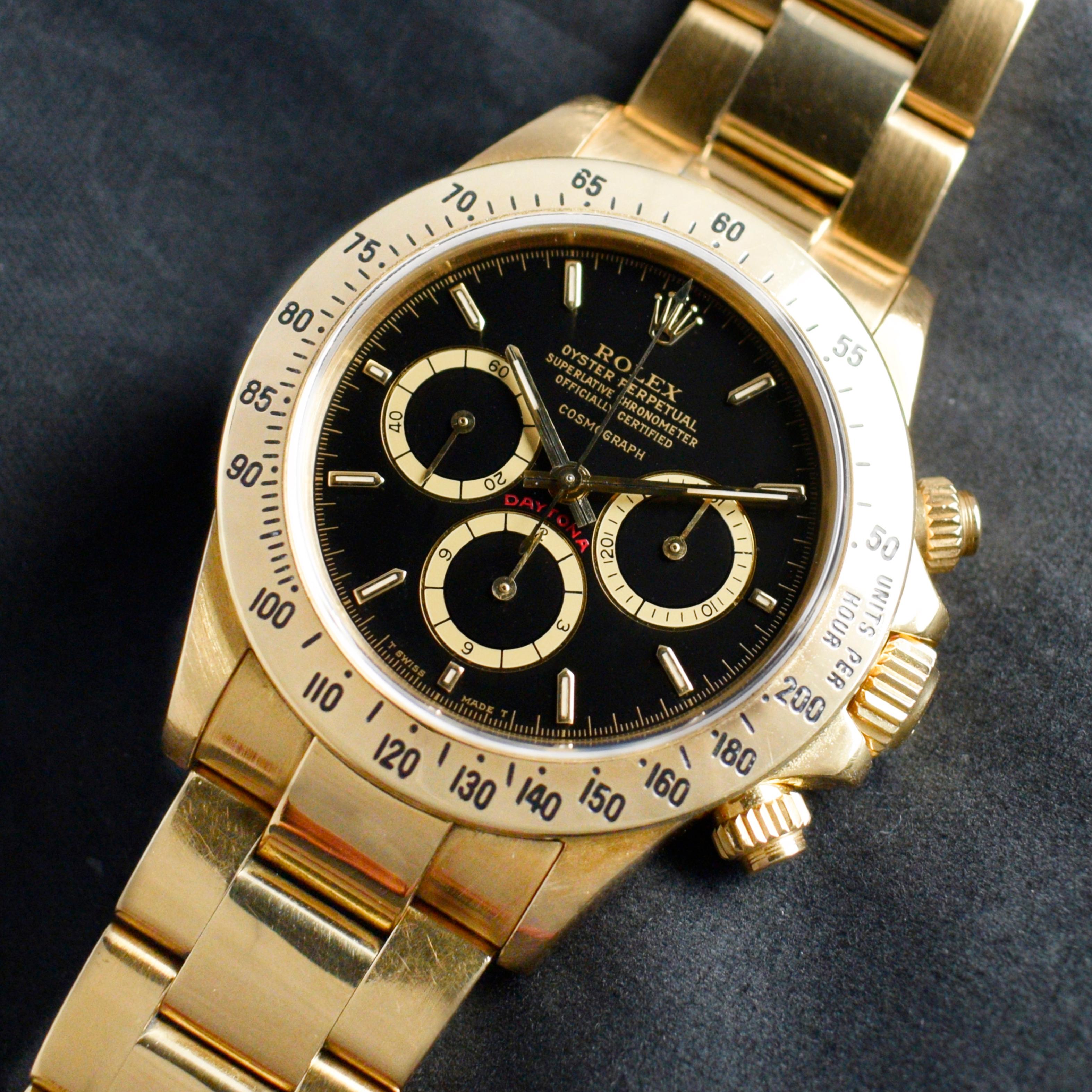 Brand: Rolex
Model: 16528
Year: 1988-1989
Serial number: L5xxxxx
Reference: OT1602

Rolex retired the 4-digit models vintage Daytona with hand-wound Valjoux movement and plexi crystals in 1988 and upgraded them with the new iconic Zenith-based