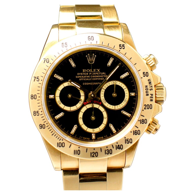 fraktion Ekstrem skyld Rolex Daytona 18K Yellow Gold Black Dial "Floating Cosmograph" 16528 Watch,  1989 For Sale at 1stDibs | 1989 rolex daytona, gold black daytona, rolex  daytona 16528