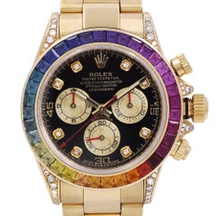 Rolex Daytona 18k Yellow Gold Custom Diamonds Bezel Dial Mens Watch 116528