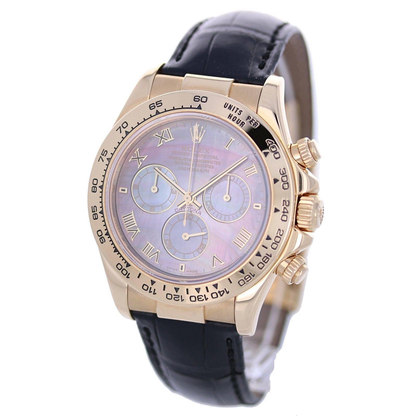 Rolex Yellow Gold Dark Mother-of-Pearl Daytona Automatic Wristwatch Ref 116518 In Excellent Condition In Los Angeles, CA