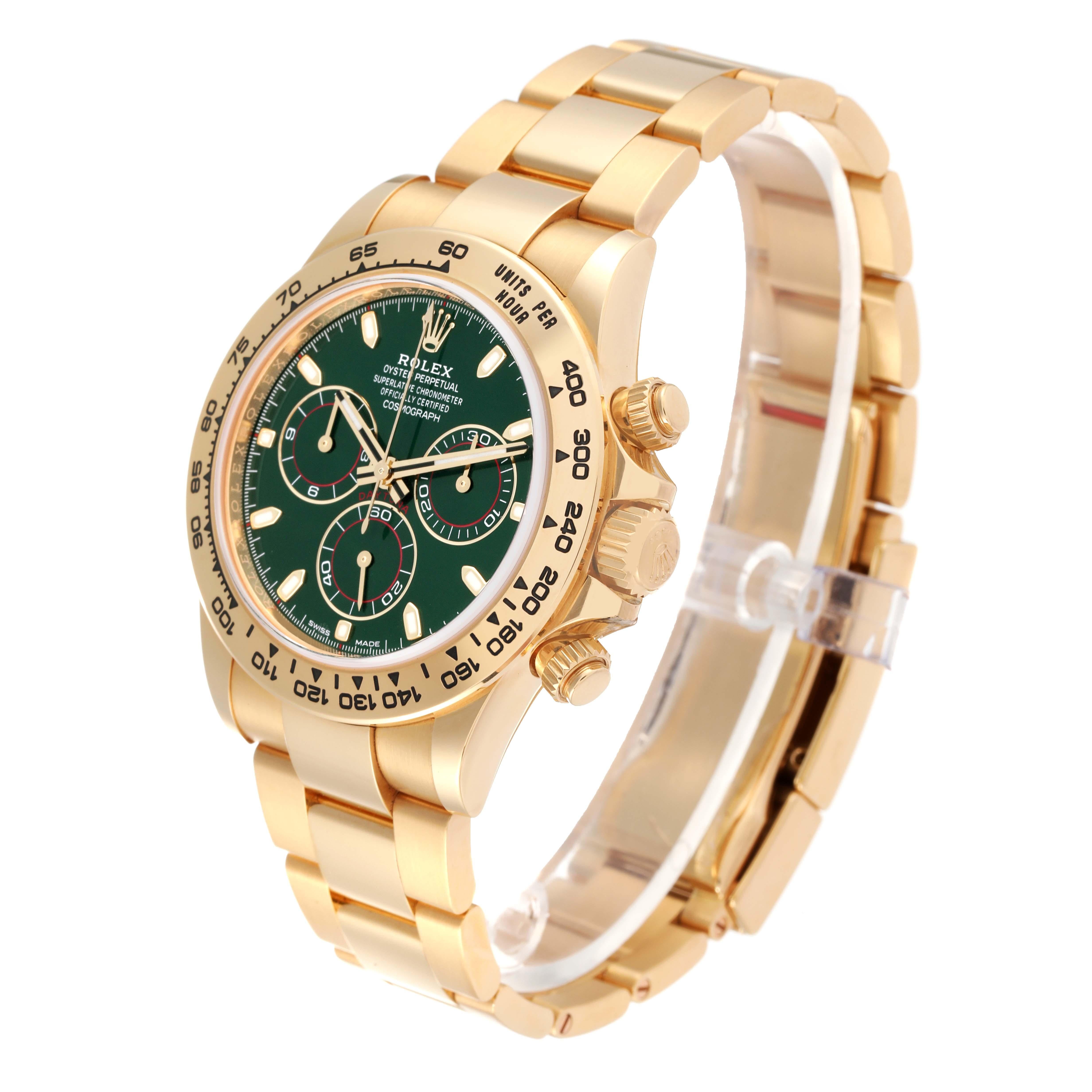 Rolex Daytona 18k Gelbgold Grünes Zifferblatt Herrenuhr 116508 Box Kartene im Angebot 1