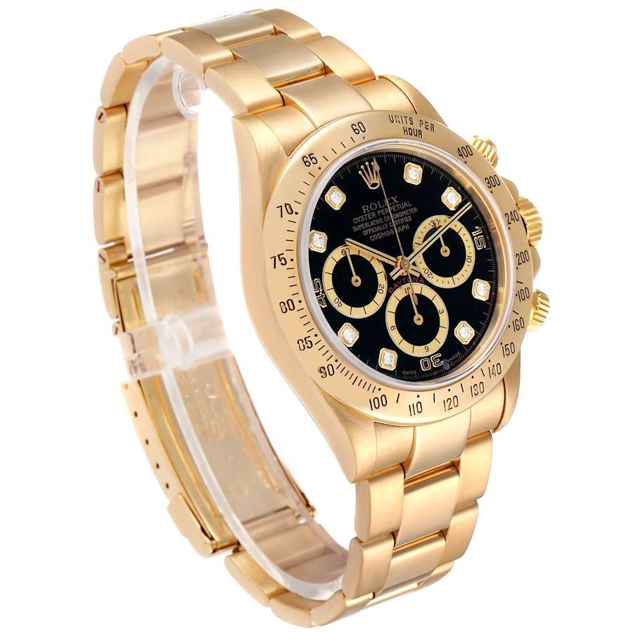 Rolex Daytona 18k Yellow Gold Inverted 6 Diamond Dial Mens Watch 16528 In Excellent Condition For Sale In Atlanta, GA