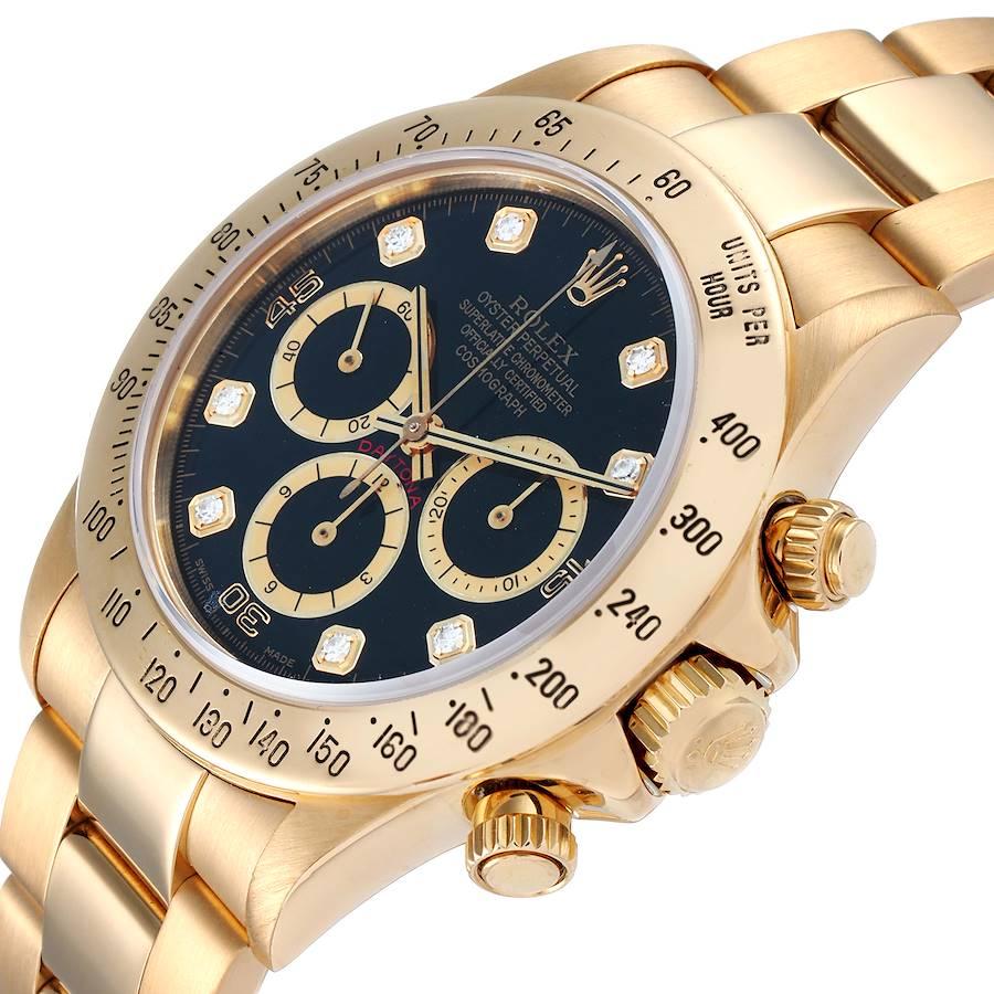 Rolex Daytona 18k Yellow Gold Inverted 6 Diamond Dial Mens Watch 16528 For Sale 1