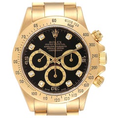 Rolex Daytona 18k Yellow Gold Inverted 6 Diamond Dial Mens Watch 16528