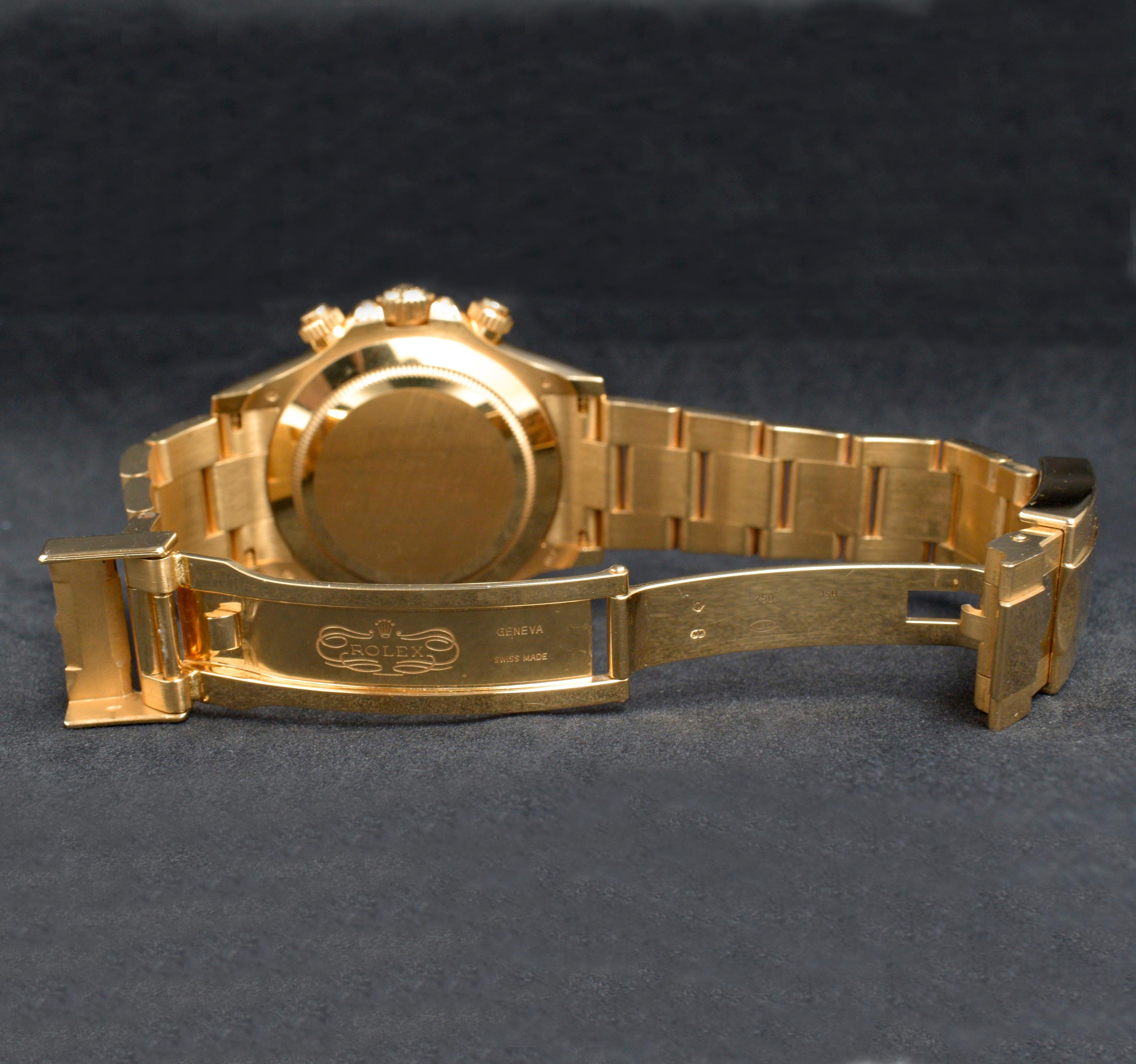 Women's or Men's Rolex Daytona 18K Yellow Gold Rainbow Diamond 116598RBOW Watch w/ Box Set, 2013 For Sale