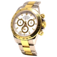 Rolex Daytona 18 Karat Yellow Gold and Steel White Dial Watch