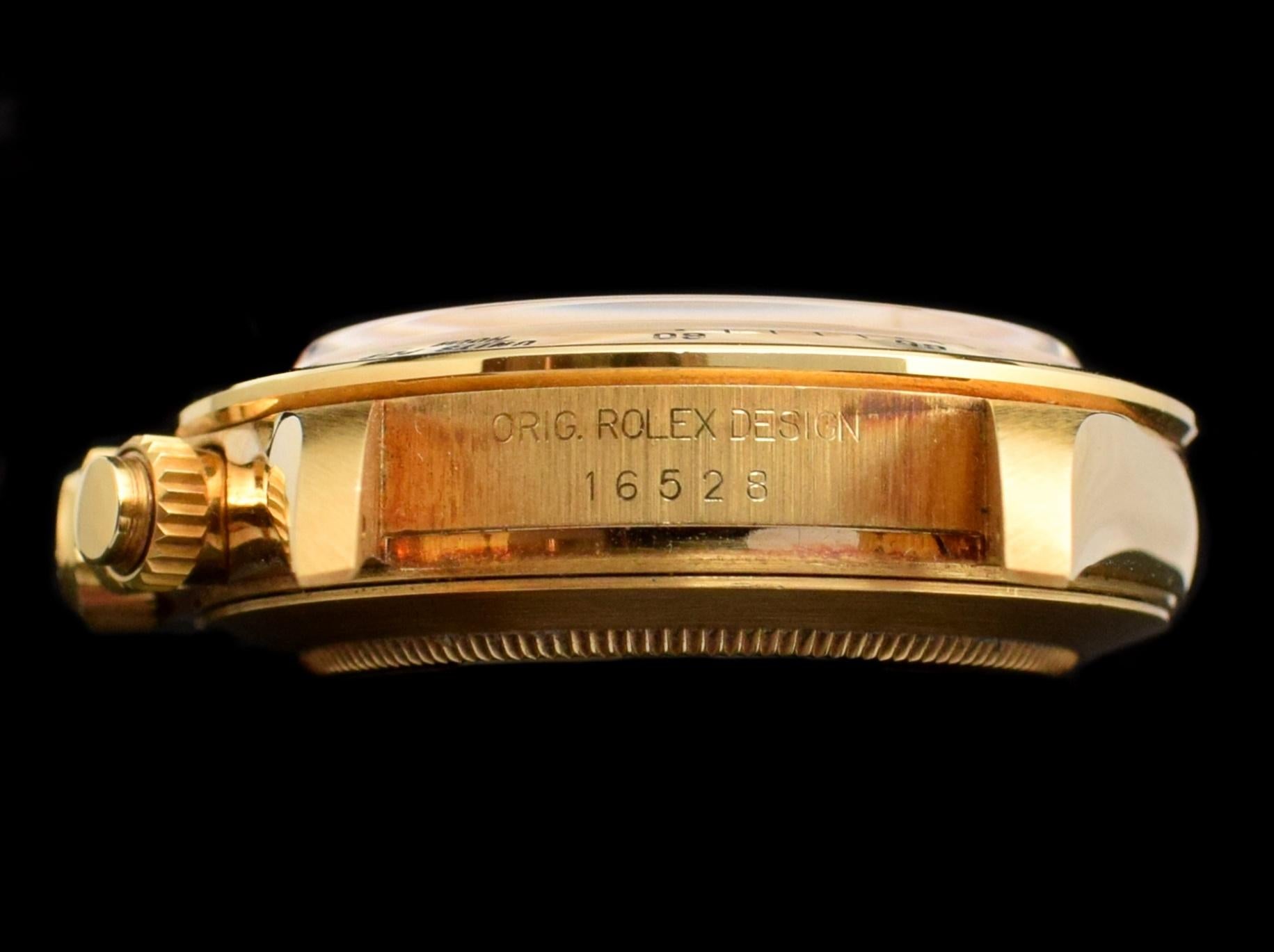 Rolex Daytona 18K Gelbgold Weißes Zifferblatt 16528 Cosmograph Chronograph Uhr 1997 im Angebot 3