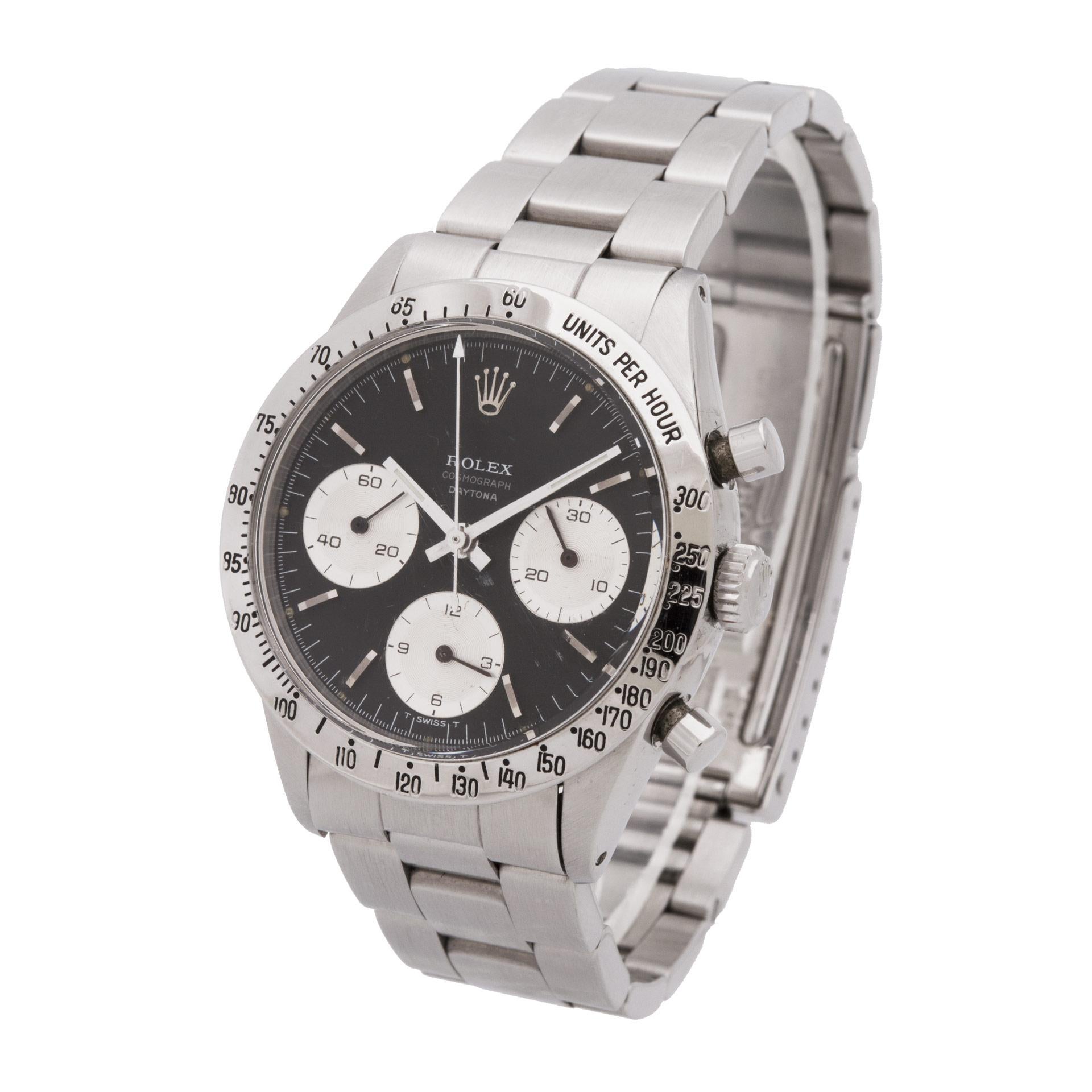 This Rolex Cosmograph Daytona, model number 6239, epitomizes the iconic first generation of Daytona watches also called the 