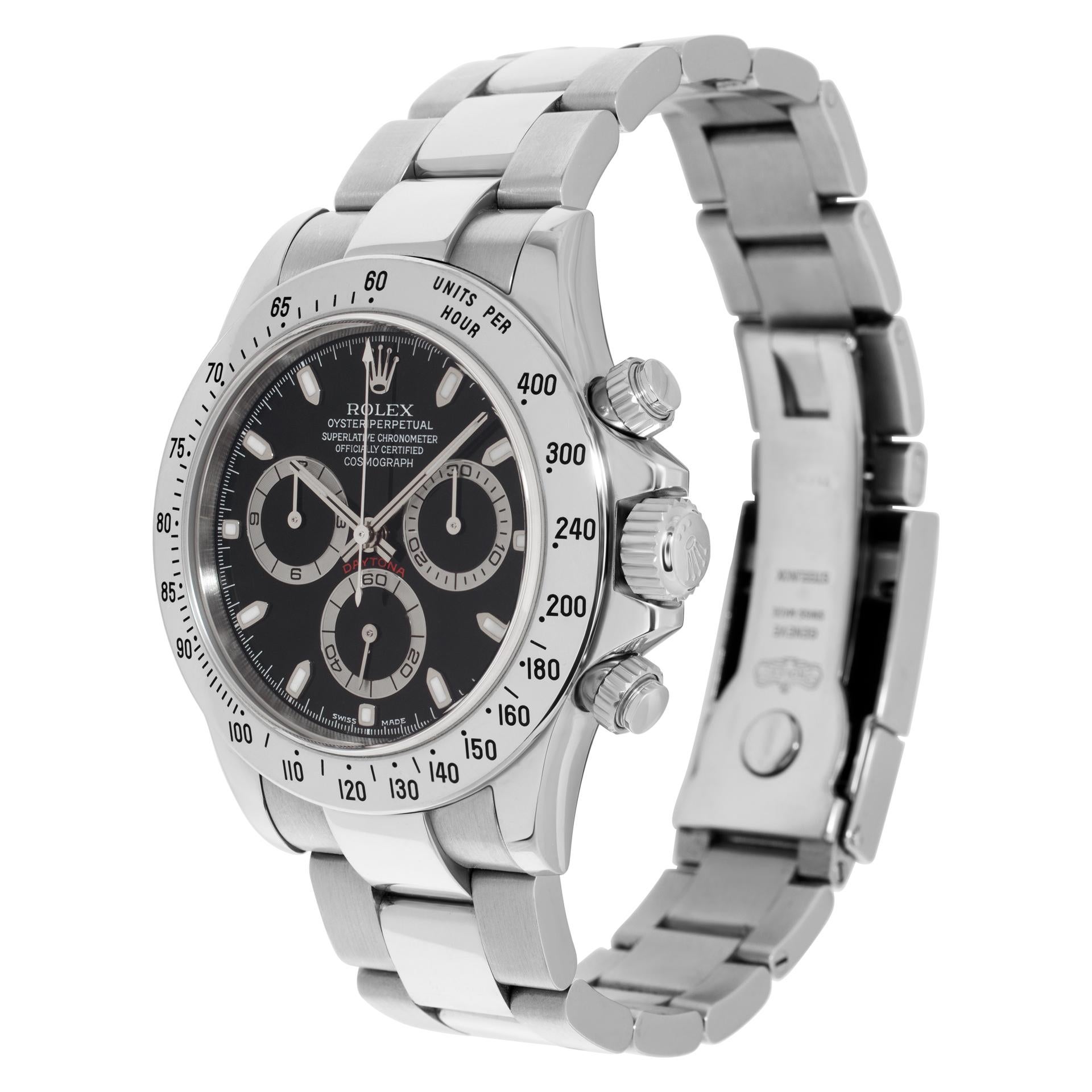 Rolex Daytona in stainless steel. Auto w/ subseconds and chronograph. 40 mm case size. Circa 2000. **Bank wire only at this price** Ref 116520. Fine Pre-owned Rolex Watch. Certified preowned Sport Rolex Daytona 116520 watch is made out of Stainless