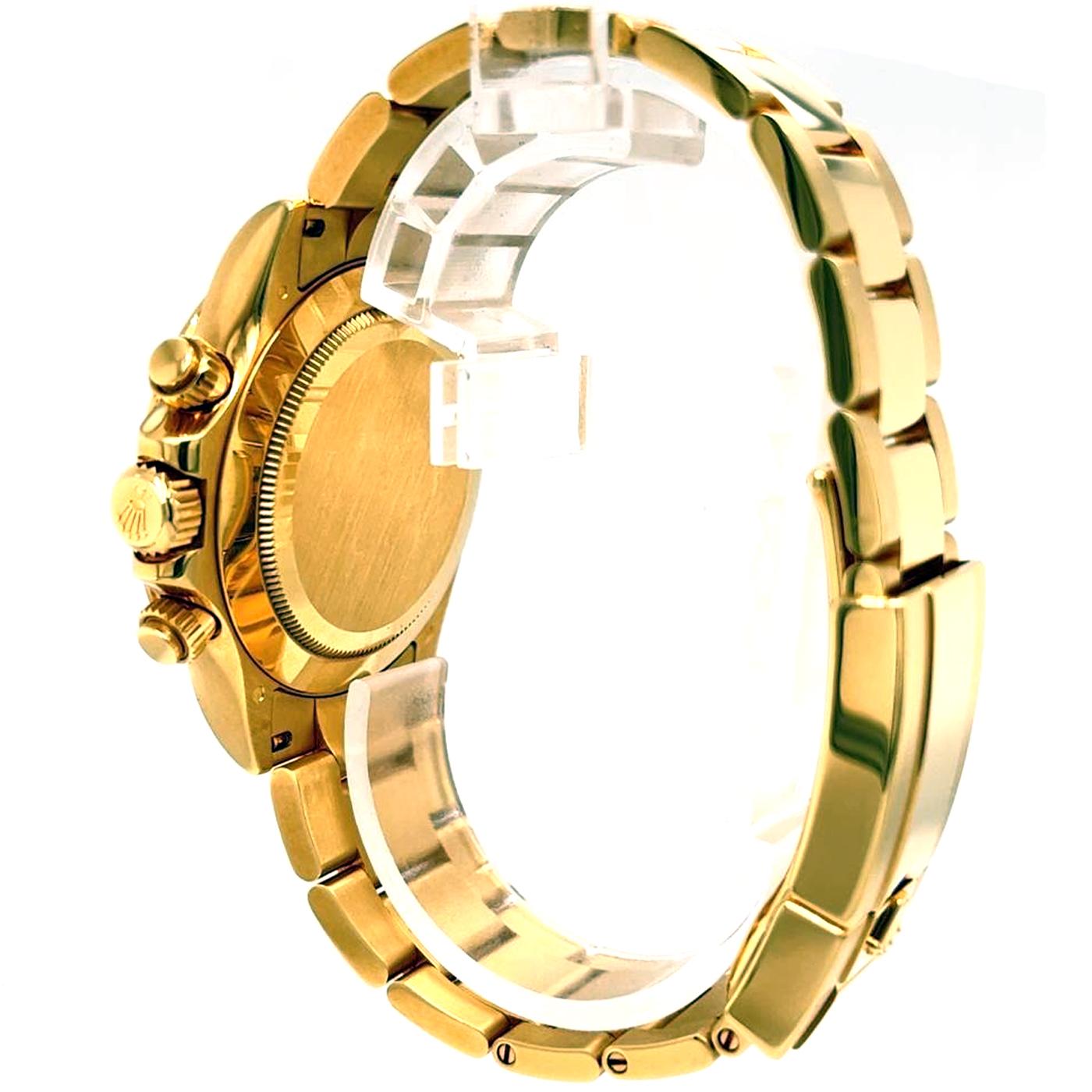 Rolex Daytona Chronograph 18k Yellow Gold Diamond Black Dial Watch 116528 In Good Condition For Sale In Aventura, FL