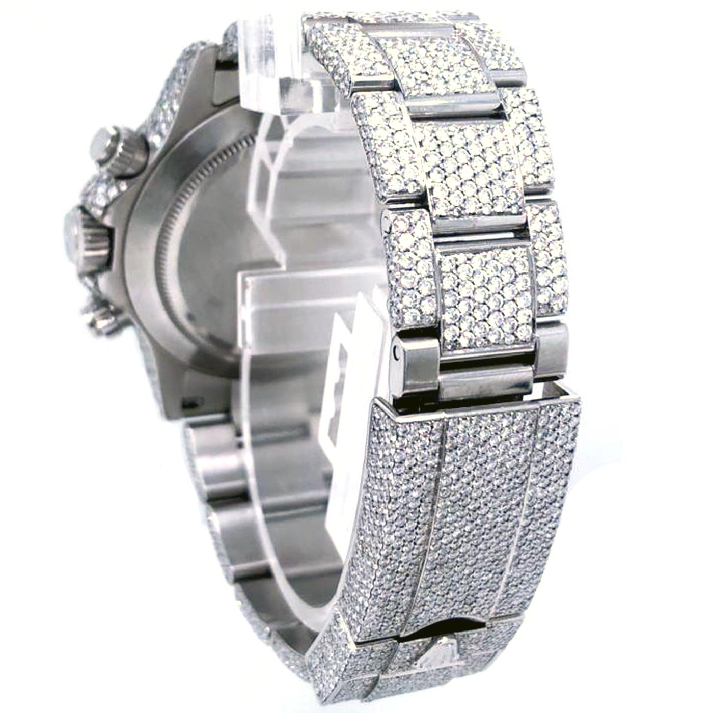 Rolex Daytona Stahluhr 116520, maßgefertigte Perlmutt-Diamant-Pavé-Zifferblatt im Zustand „Hervorragend“ im Angebot in Aventura, FL