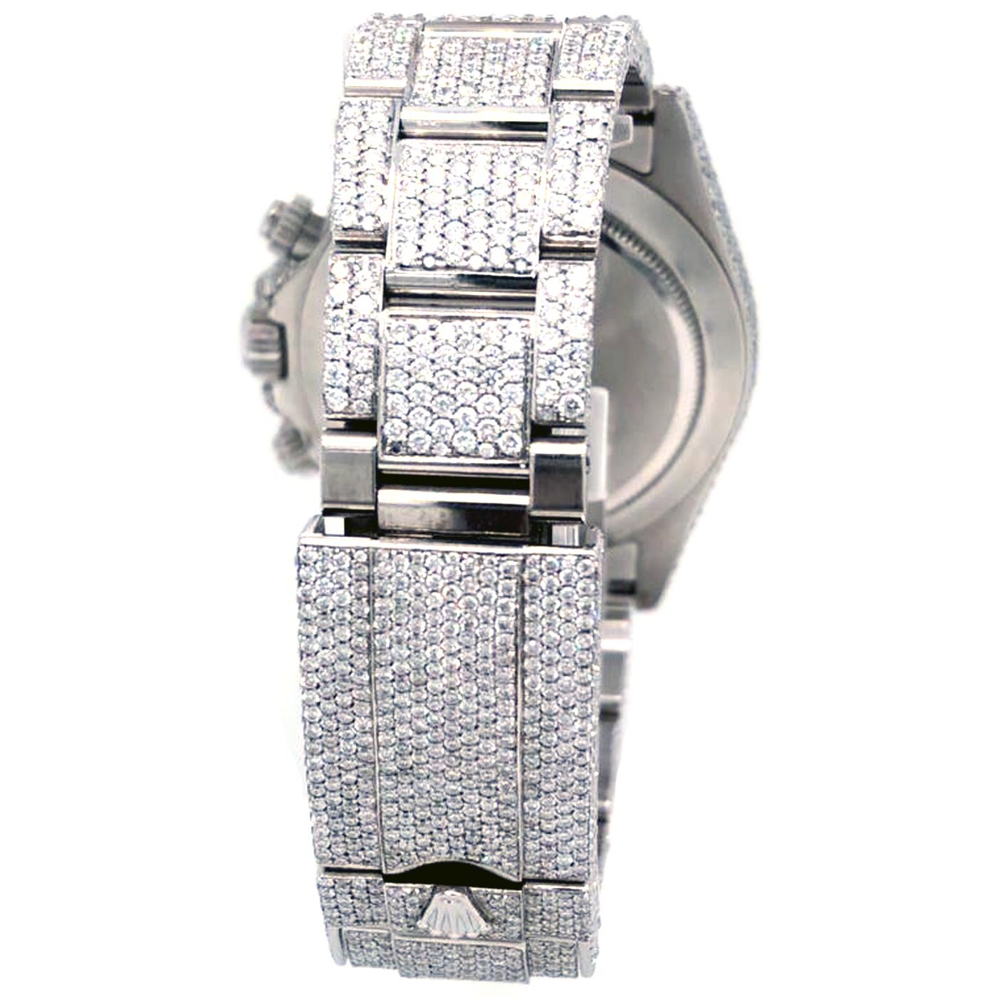 Rolex Daytona Stahluhr 116520, maßgefertigte Perlmutt-Diamant-Pavé-Zifferblatt für Damen oder Herren im Angebot