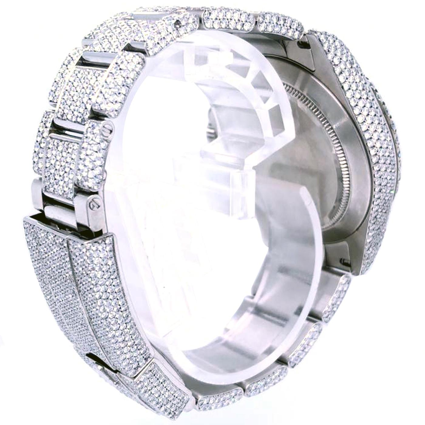 Rolex Daytona Stahluhr 116520, maßgefertigte Perlmutt-Diamant-Pavé-Zifferblatt im Angebot 1