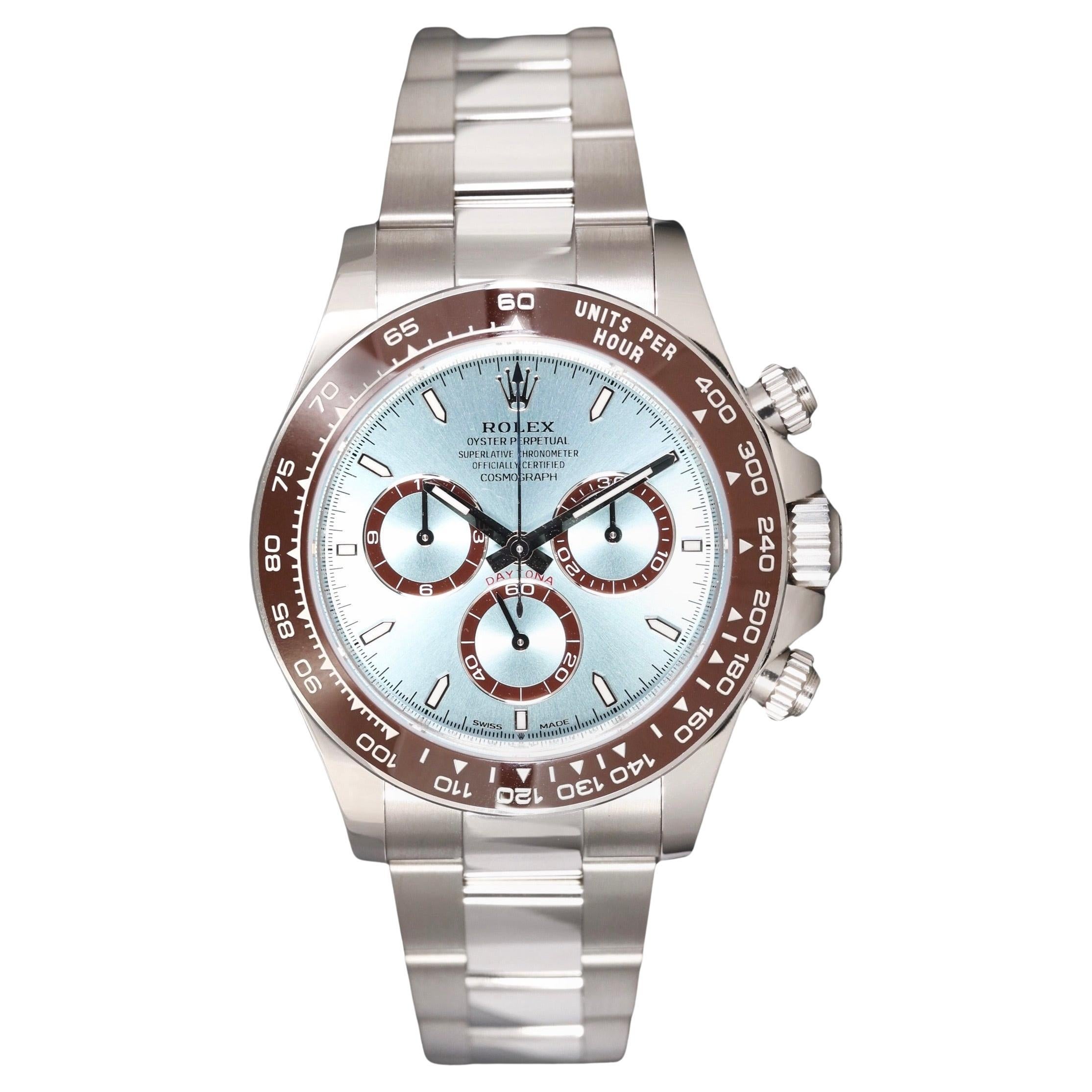 Rolex Daytona 40mm Ice Blue Dial Brown Bezel Platinum 2019 Style: 116506