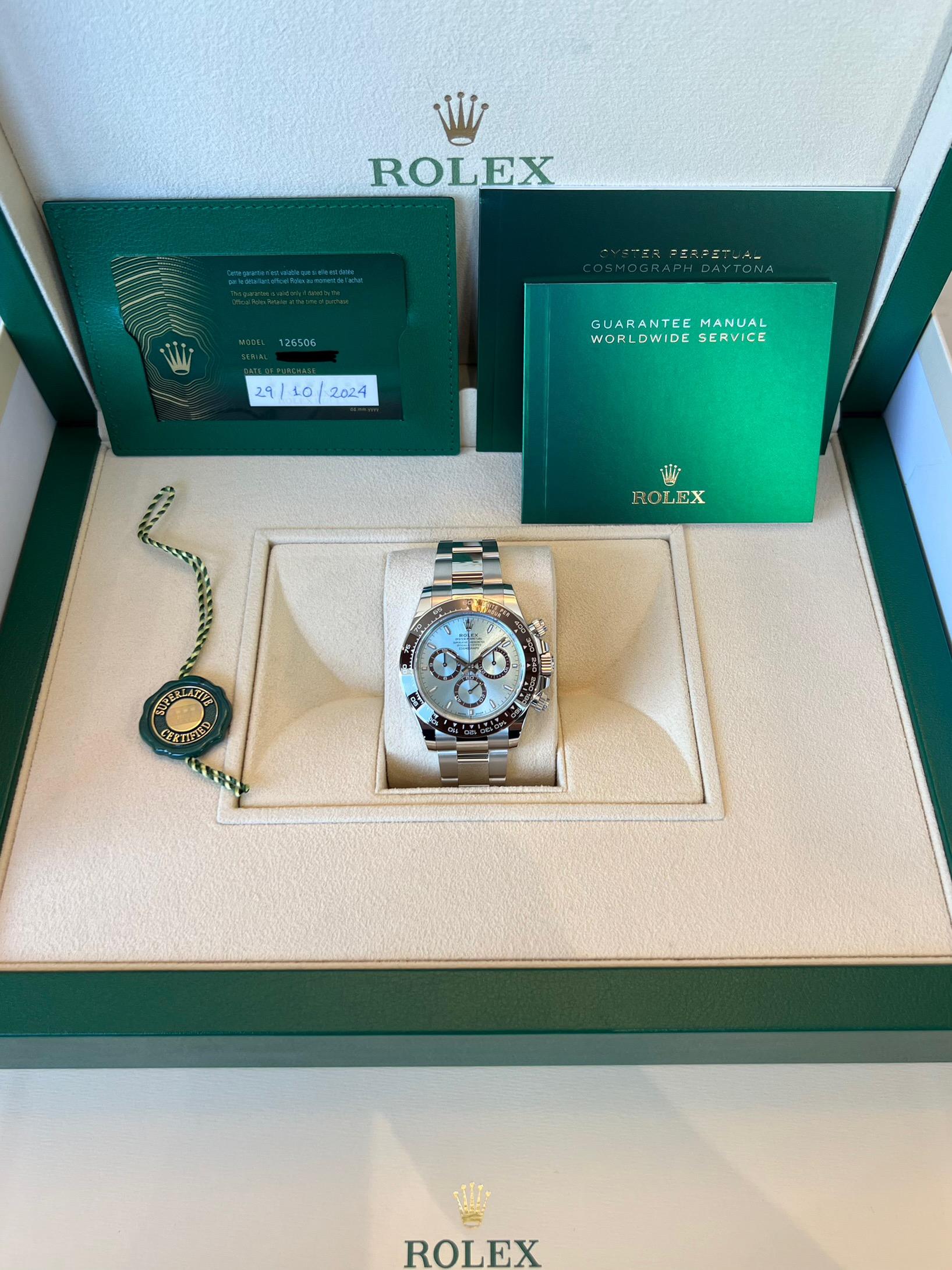 Rolex Daytona 40mm Ice Blue Dial Brown Bezel Platinum 2024 Style: 126506 3