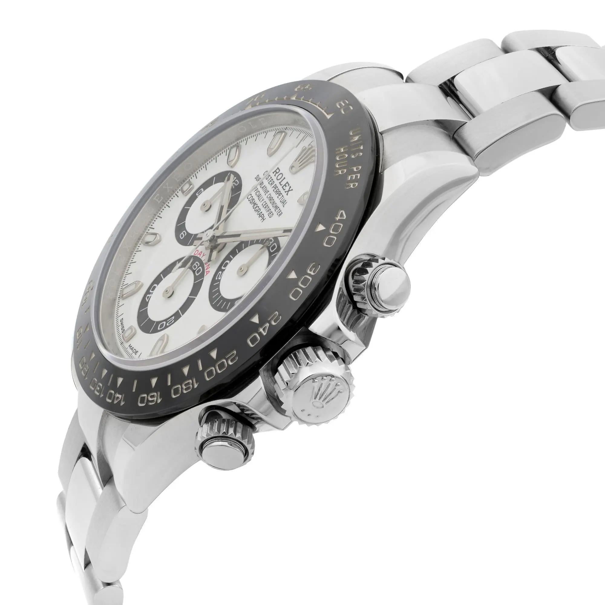 Reloj Rolex Daytona sin usar de 40 mm de acero y cerámica con esfera blanca Panda Oyster 116500LN en venta 6