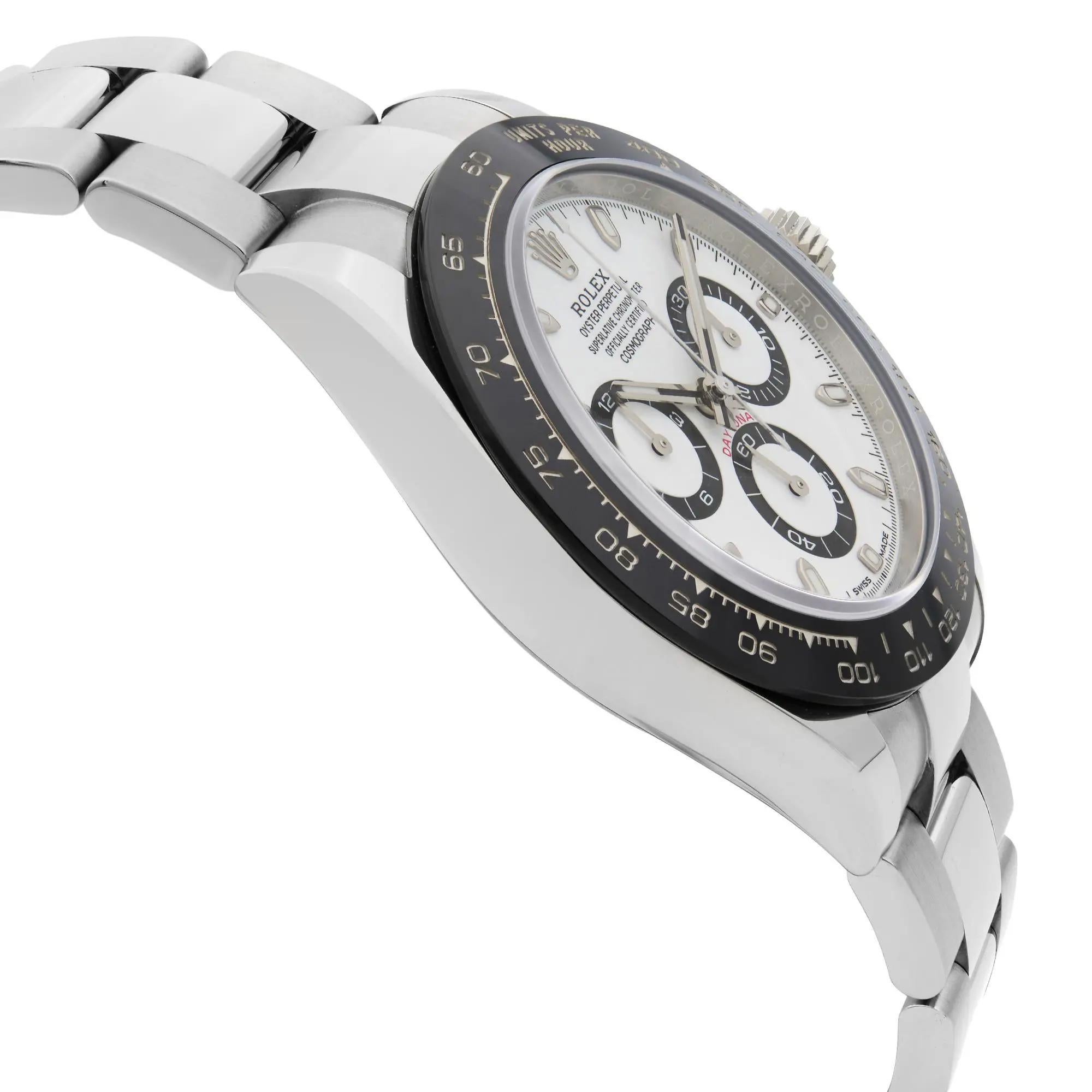 Reloj Rolex Daytona sin usar de 40 mm de acero y cerámica con esfera blanca Panda Oyster 116500LN en venta 7