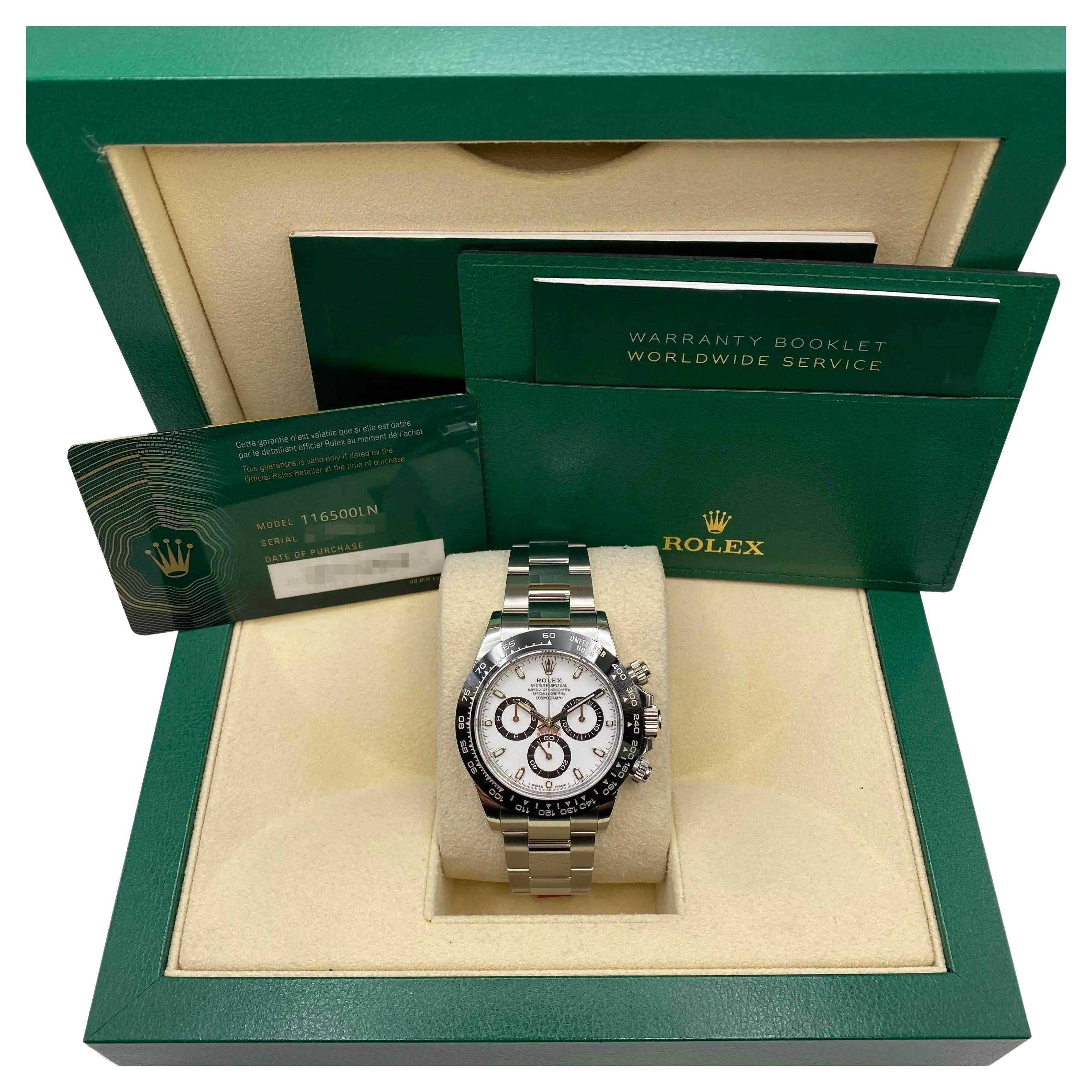 Rolex Daytona 40mm Acciaio Ceramica Quadrante Bianco Panda Oyster Orologio 116500LN Non Indossato