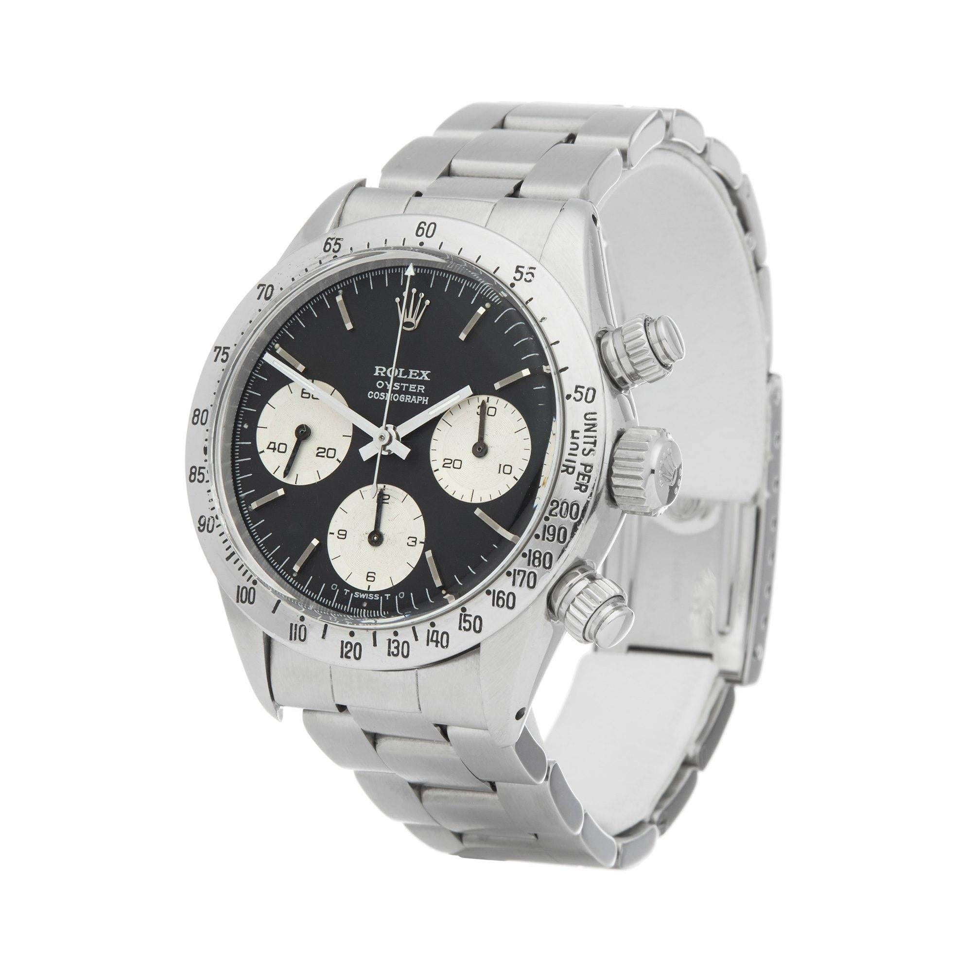 Xupes Reference: W007204
Manufacturer: Rolex
Model: Daytona
Model Variant: 
Model Number: 6265
Age: 1973
Gender: Men
Complete With: Rolex Box 
Dial: Black Baton
Glass: Plexiglass
Case Size: 37mm
Case Material: Stainless Steel
Strap Material: