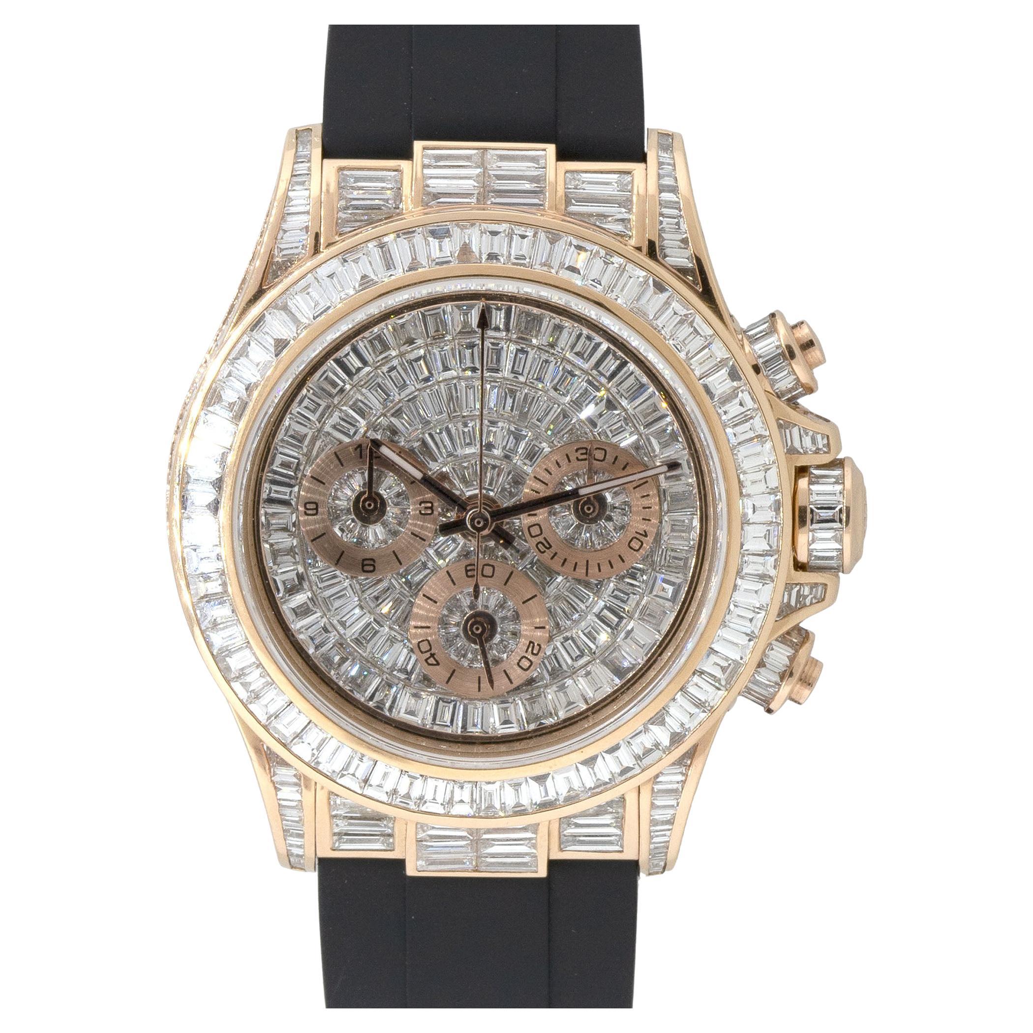 Rolex Daytona All Baguette Diamond Watch 18 Karat in Stock