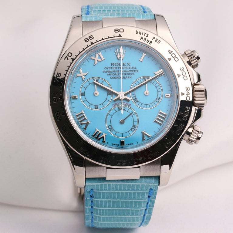 Rolex Daytona Beach Blue Ref. 116519 in 18k White Gold Watch at 1stDibs