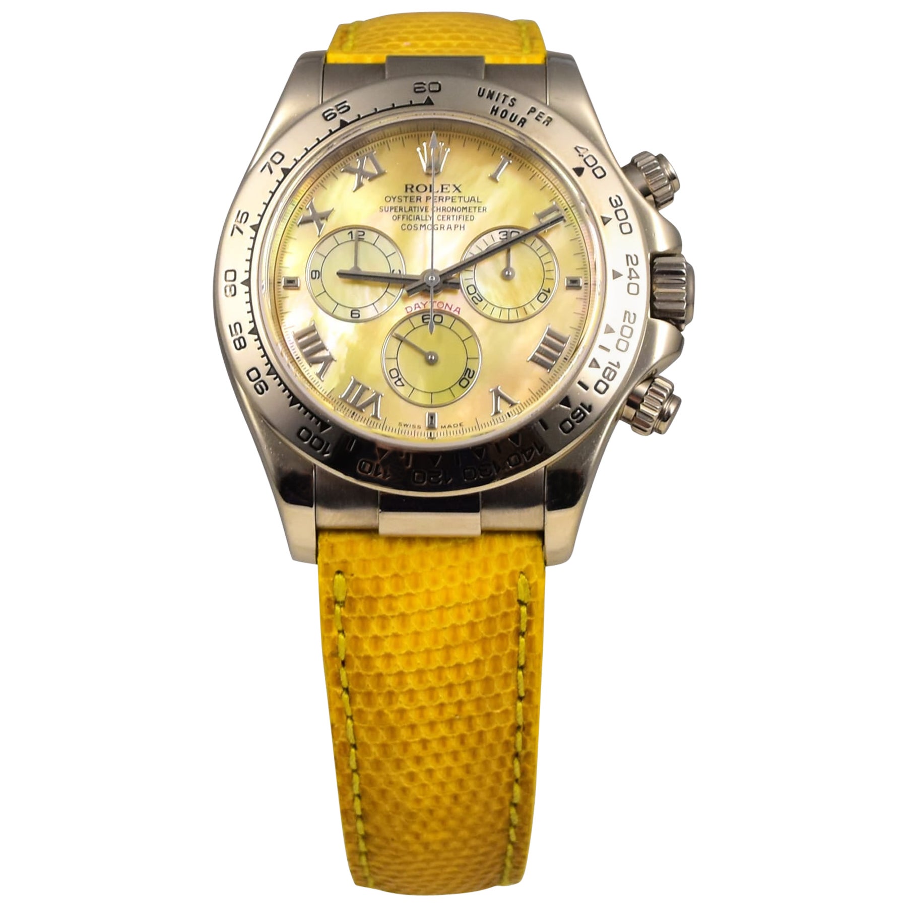 Rolex Daytona Beach Ref. 116519 Yellow Mother of Pearl 18k White Gold Watch