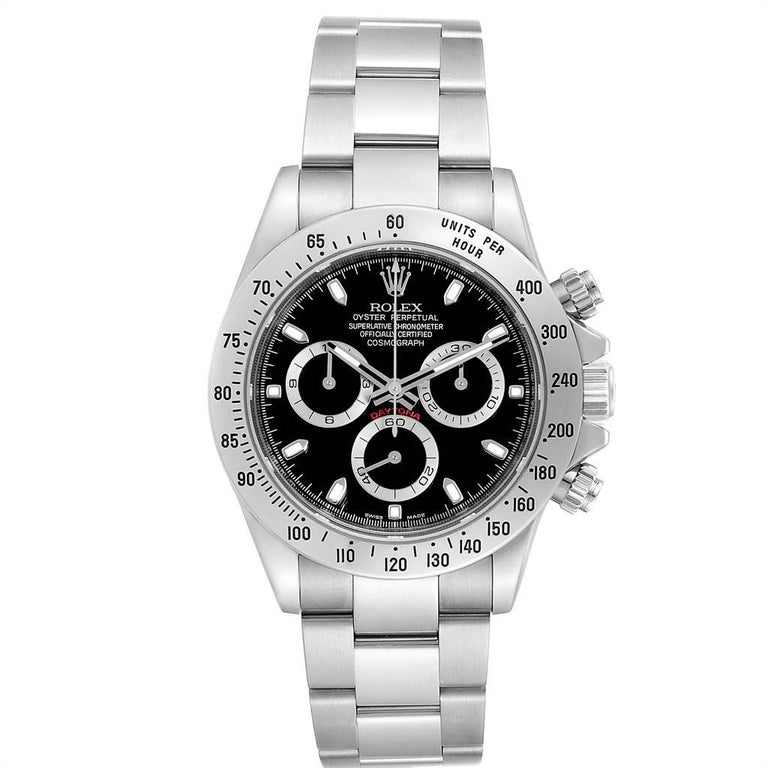 Rolex Daytona Black Dial Chronograph Stainless Steel Men's Watch 116520 ...