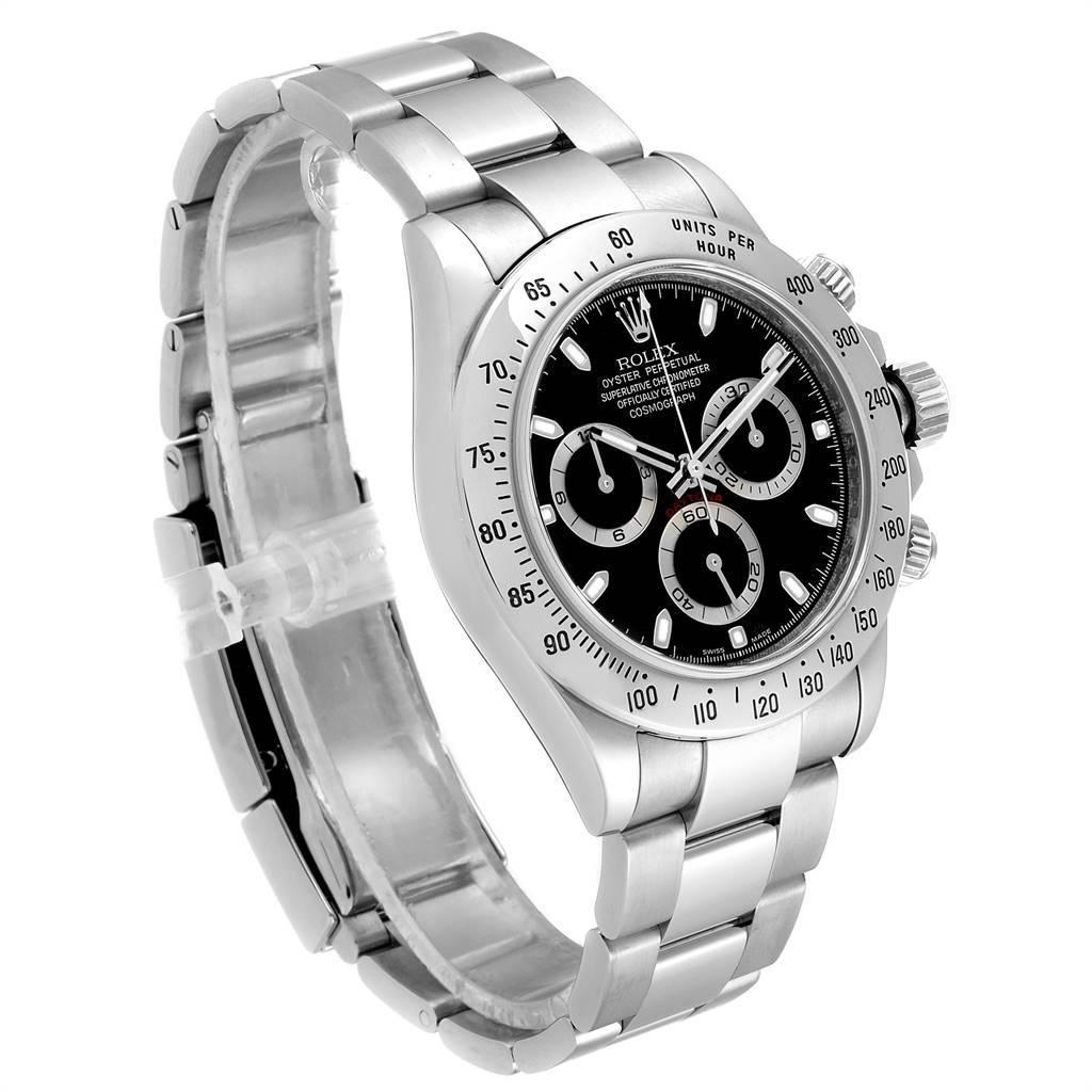 Rolex Daytona Black Dial Chronograph Stainless Steel Men’s Watch 116520 In Excellent Condition For Sale In Atlanta, GA