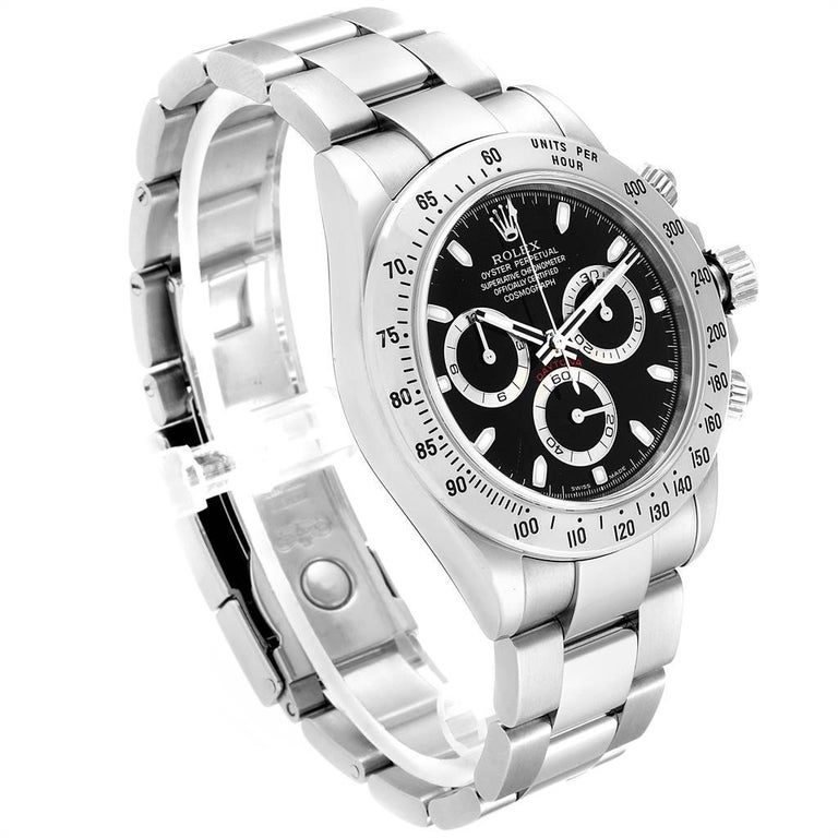 Rolex Daytona Black Dial Chronograph Stainless Steel Men's Watch 116520 ...