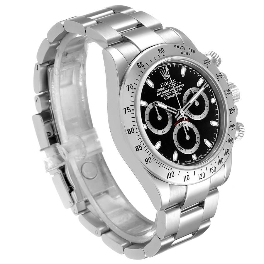 Rolex Daytona Black Dial Chronograph Stainless Steel Mens Watch 116520 In Excellent Condition In Atlanta, GA