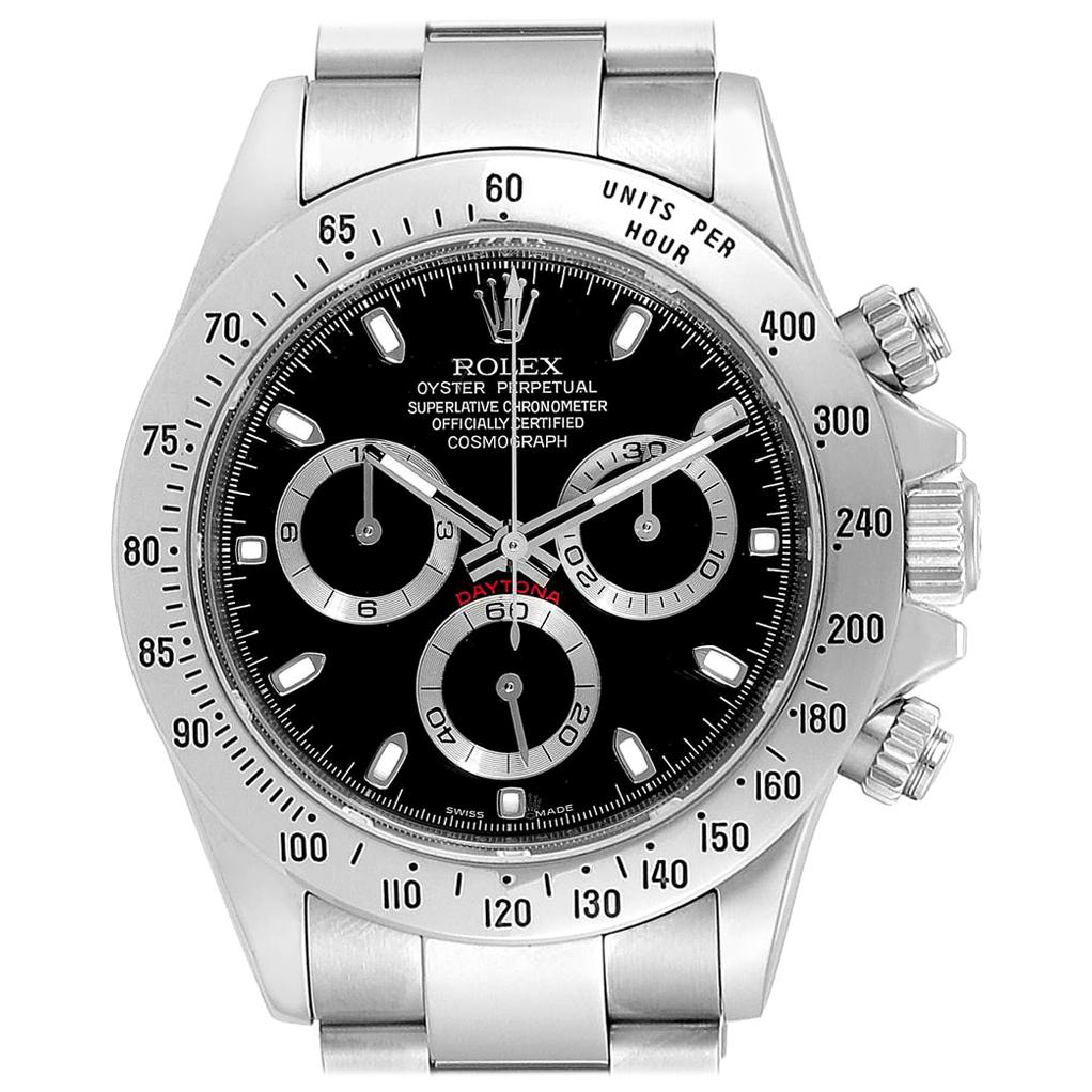 Rolex Daytona Black Dial Chronograph Stainless Steel Men’s Watch 116520 For Sale