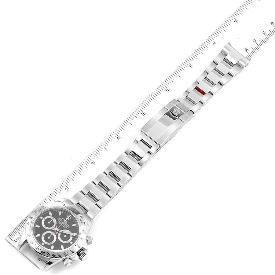 Rolex Daytona Black Dial Chronograph Steel Mens Watch 116520 Box Card For Sale 6