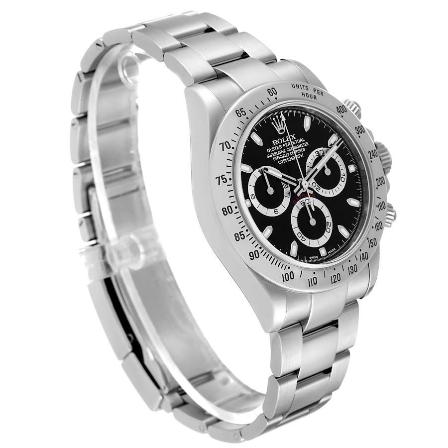 Rolex Daytona Schwarzes Zifferblatt Chronograph Stahl Herrenuhr 116520 Box Card im Zustand „Hervorragend“ im Angebot in Atlanta, GA