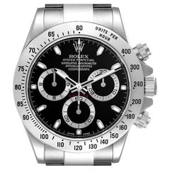 Rolex Daytona Schwarzes Zifferblatt Chronograph Stahl Herrenuhr 116520 Box Card
