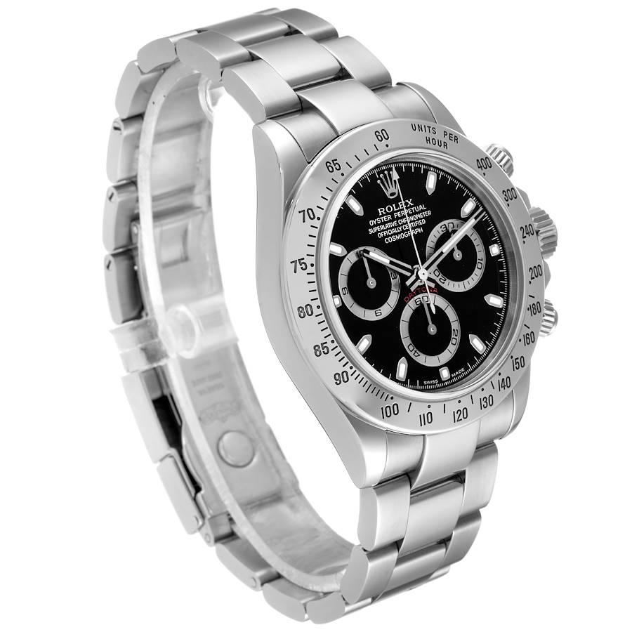 Rolex Daytona Black Dial Chronograph Steel Mens Watch 116520 In Excellent Condition For Sale In Atlanta, GA
