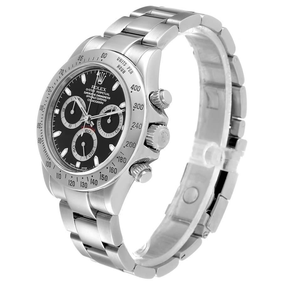 Rolex Daytona Black Dial Chronograph Steel Mens Watch 116520 In Excellent Condition For Sale In Atlanta, GA