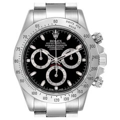 Rolex Daytona Black Dial Chronograph Steel Watch 116520 Box Card