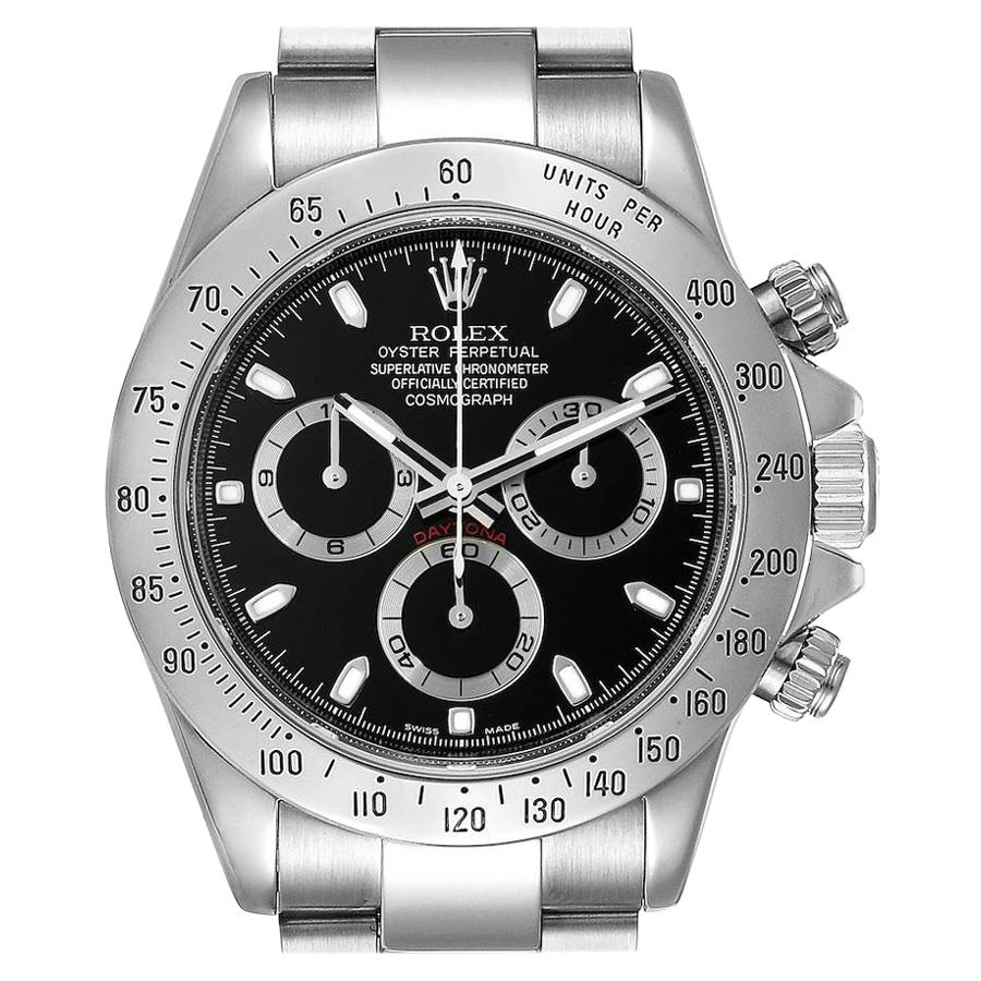 Rolex Daytona Black Dial Chronograph Steel Watch 116520 Box For Sale at