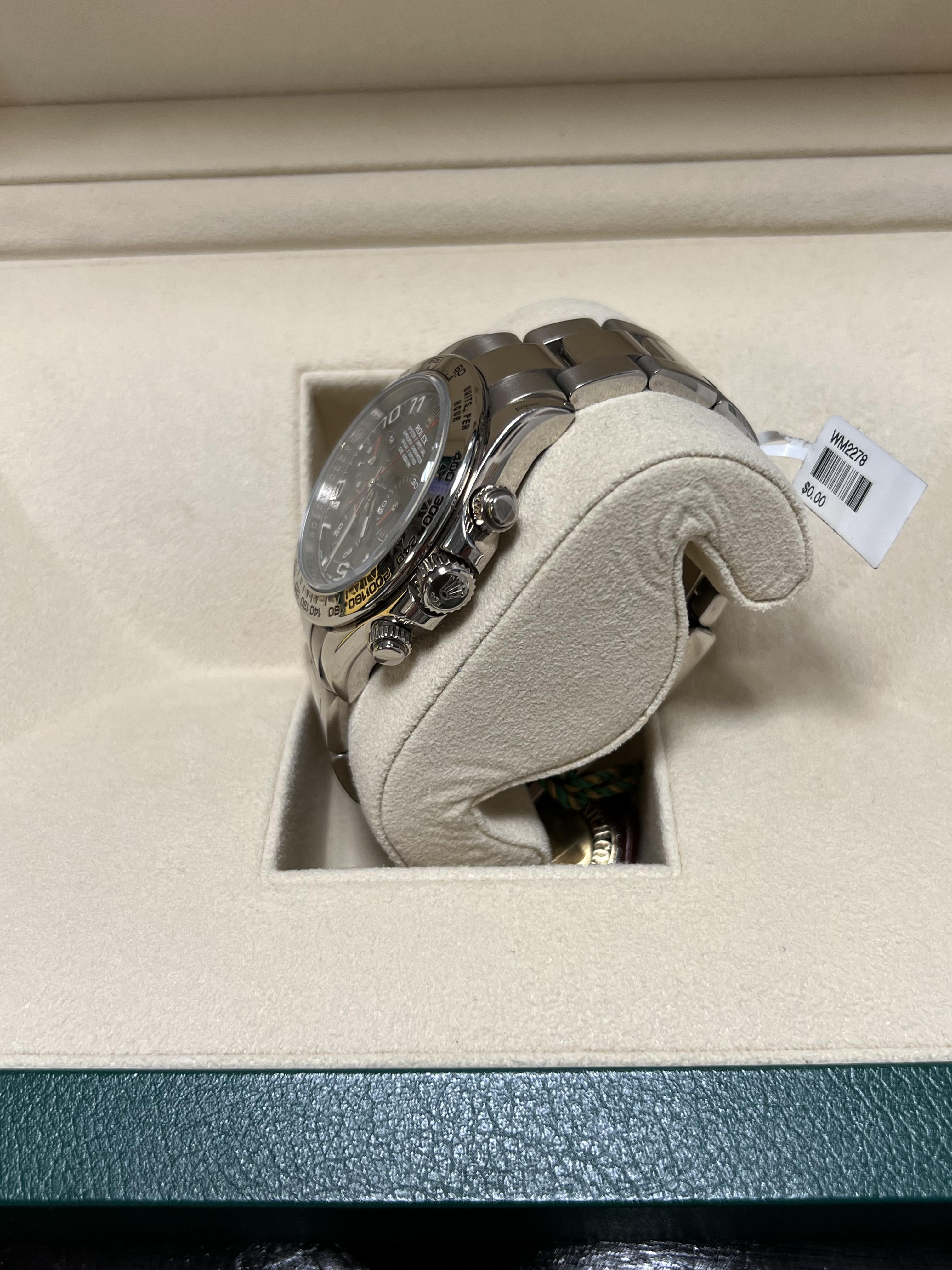 Contemporary Rolex Daytona Black Dial White Gold For Sale