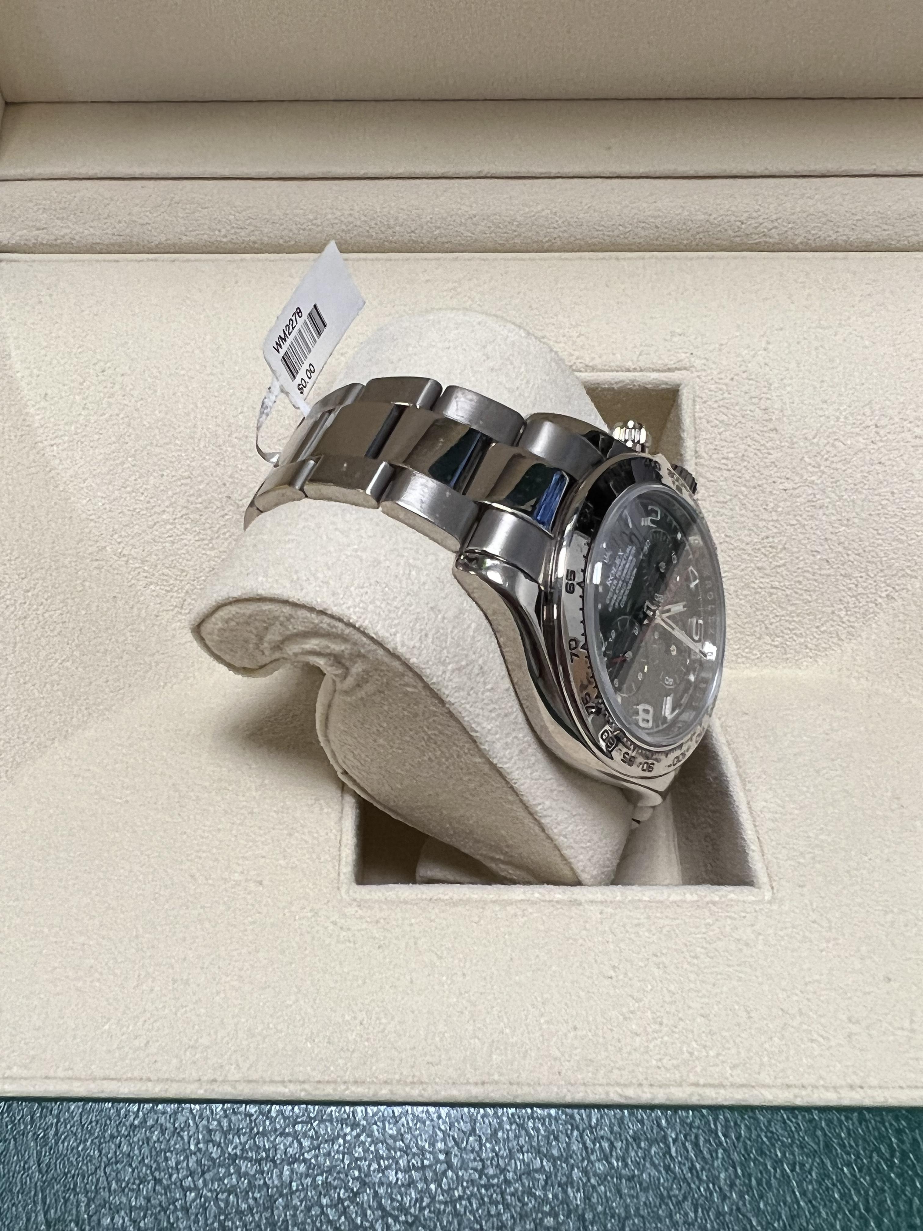 Rolex Daytona Black Dial White Gold In Excellent Condition For Sale In BEVERLY HILLS, CA