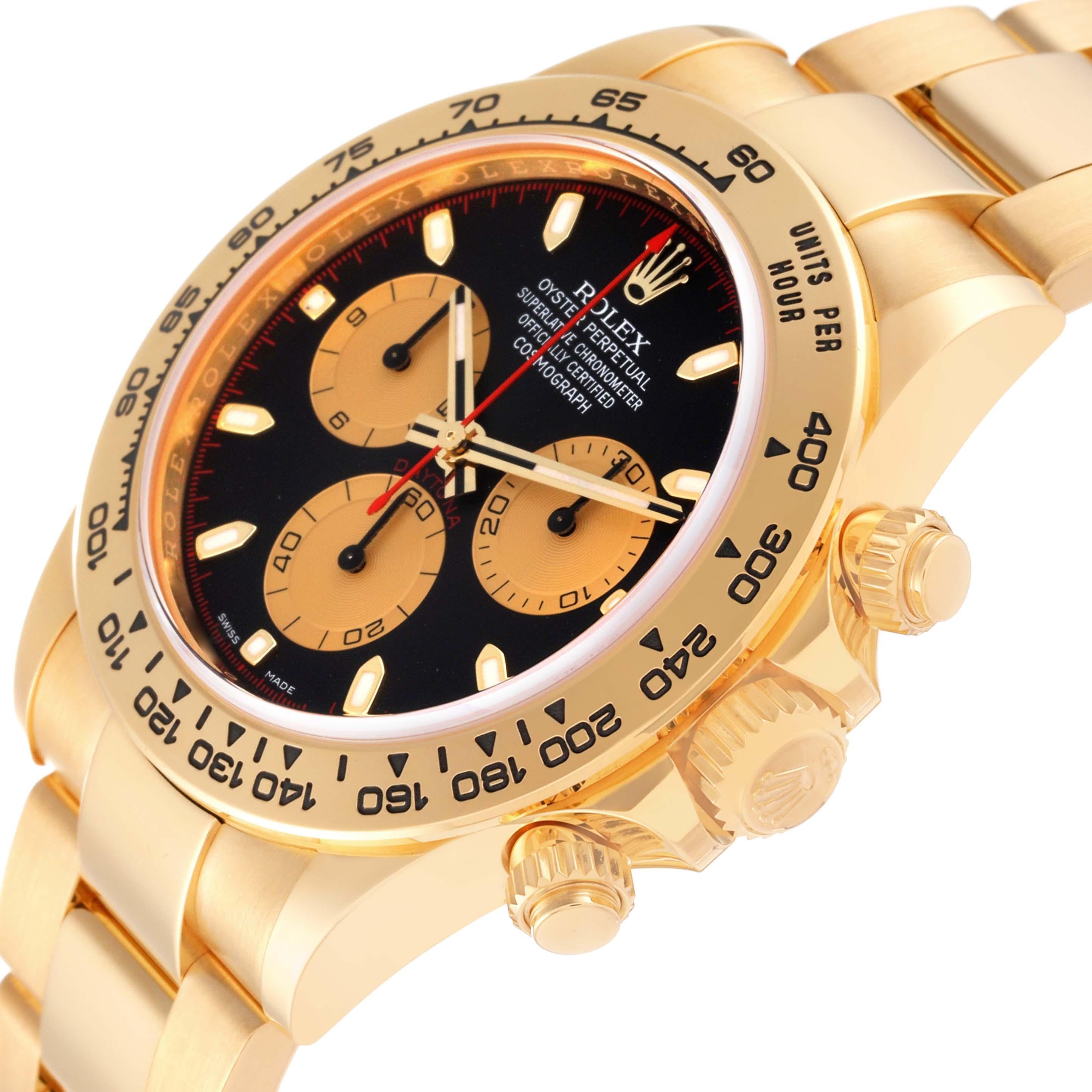 Rolex Daytona Black Dial Yellow Gold Mens Watch 116508 Box Card 1