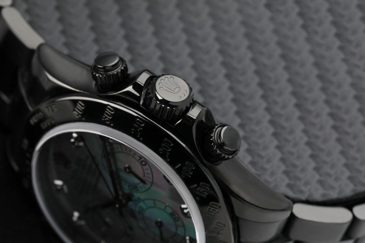 Rolex Daytona Black MOP Diamond Dial Black PVD/DLC Coated l Watch 116523