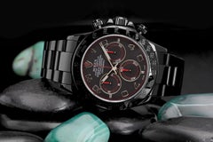 Rolex Daytona Black/Red Arabic Racing Dial Black PVD/DLC Coated Watch 116523