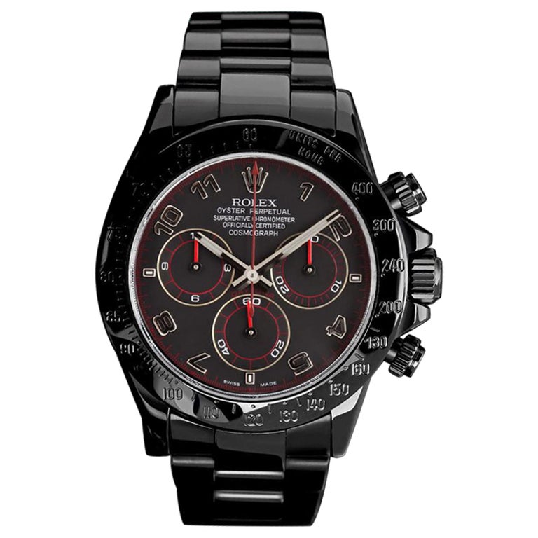 Reloj Rolex Daytona negro/rojo con esfera árabe de carreras