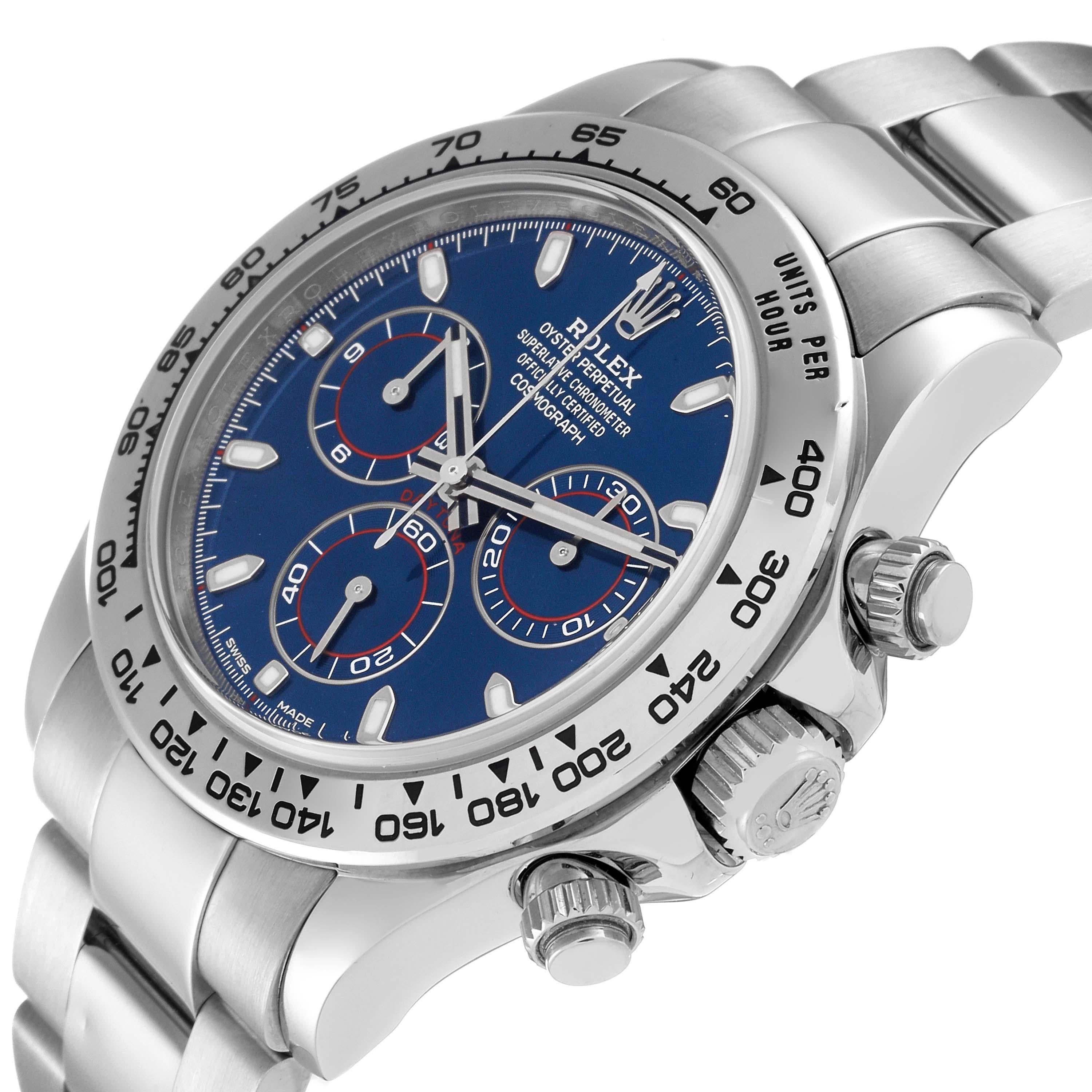 Rolex Daytona Blue Dial White Gold Chronograph Mens Watch 116509 For 