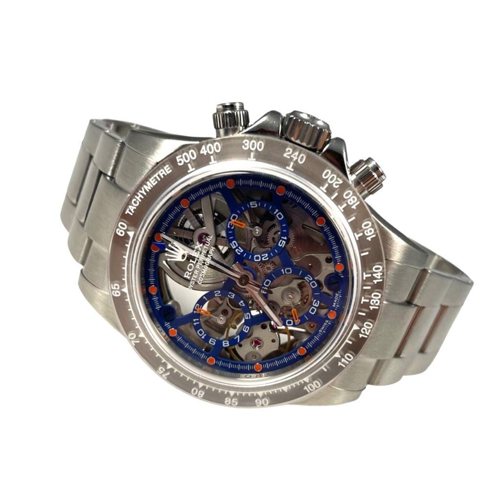 Rolex Rolex Daytona Blaues Skelett 'Artisans De Geneve' 40MM Edelstahl Uhr für Damen oder Herren