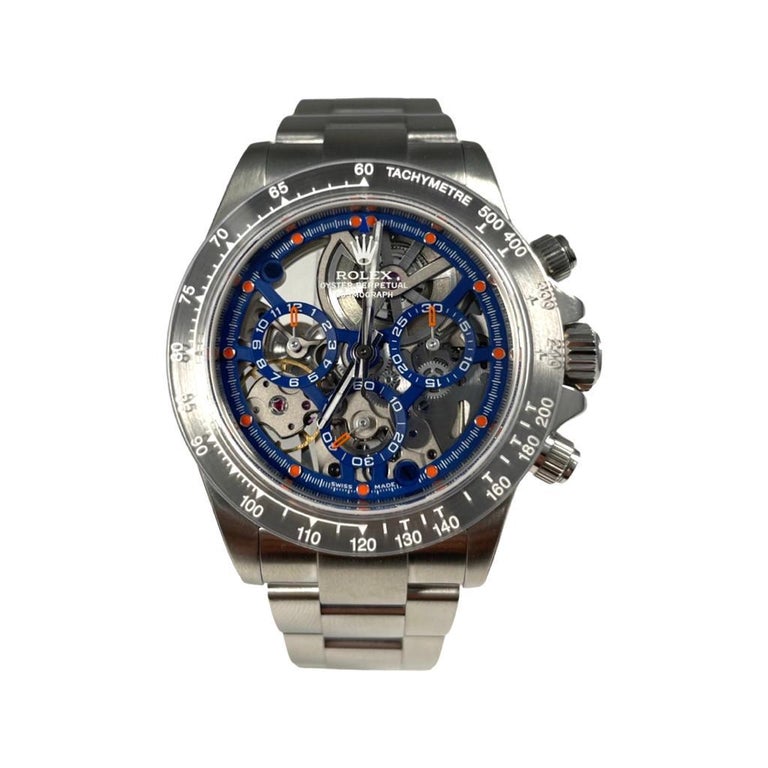 Rolex Daytona Blue Skeleton Artisans De Geneve 40MM Stainless Steel Watch at 1stDibs rolex skeleton watch daytona skeleton rolex skeleton watch for sale